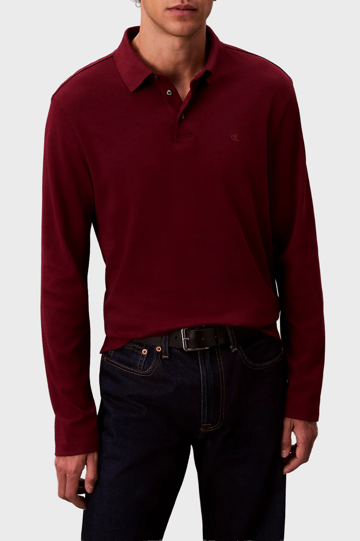 Calvin Klein Pamuklu Regular Fit Düğmeli  LV040EM909WCV Erkek Polo Yaka Sweat LV040EM909 WCV BORDO