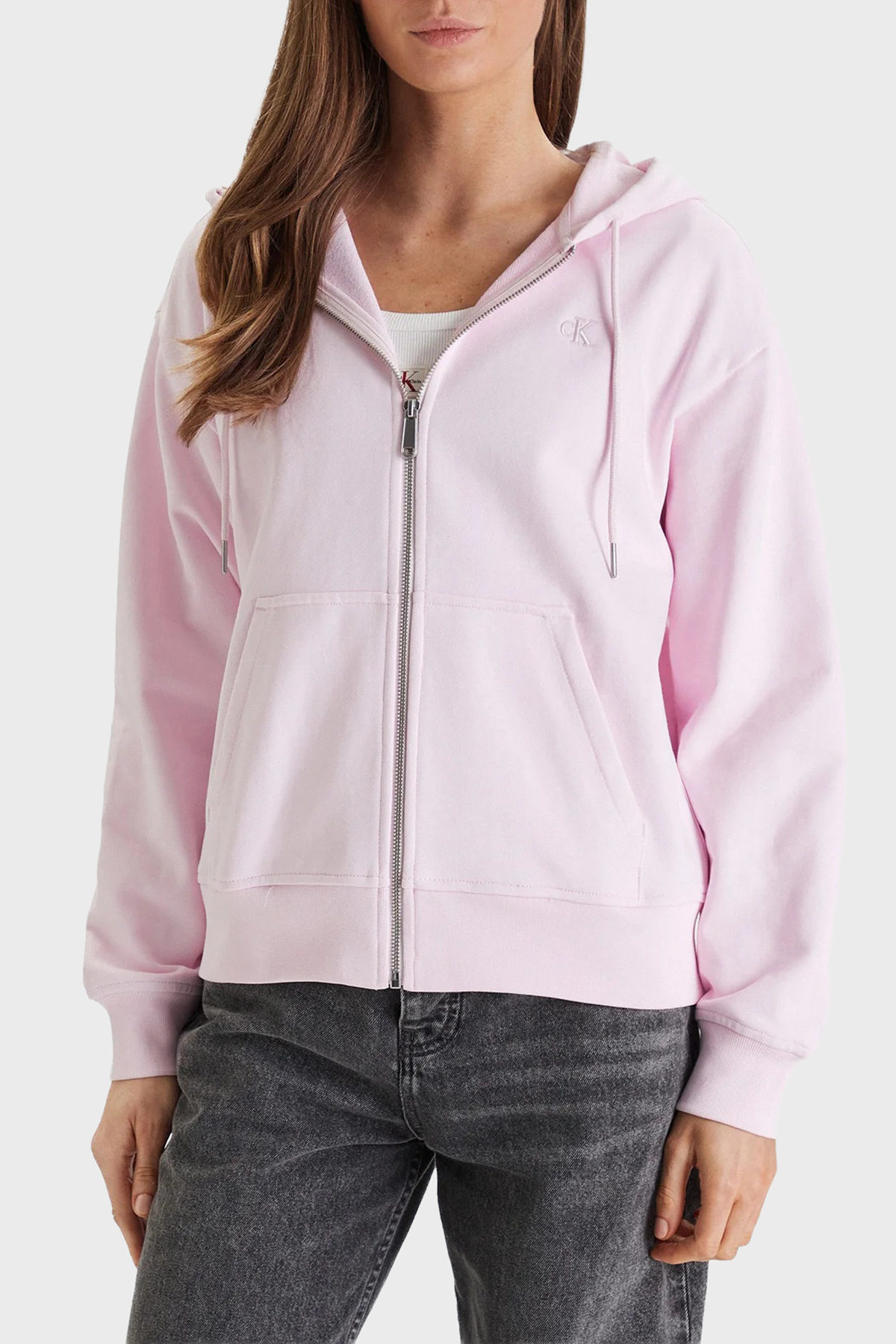 Calvin Klein Pamuklu Regular Fit Kapüşonlu Fermuarlı  LV047B237GTN9 Kadın Sweat LV047B237G TN9 PEMBE