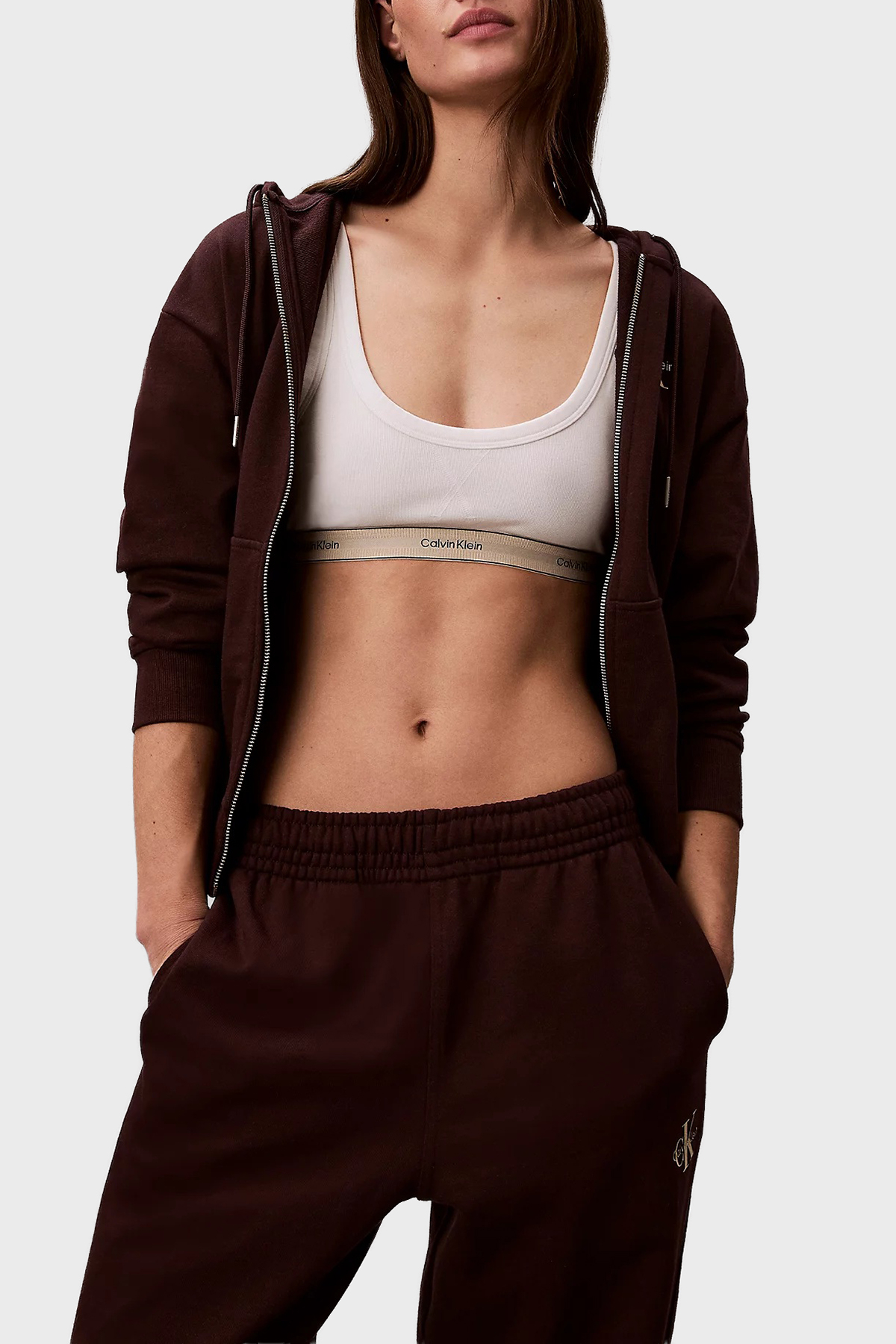 Calvin Klein Pamuklu Regular Fit Kapüşonlu Logolu  LV047B270G2E8 Kadın Sweat LV047B270G 2E8 MOR