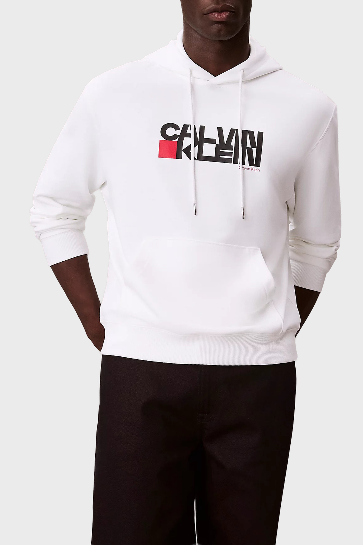 Calvin Klein Pamuklu Regular Fit Kapüşonlu Logolu  LV04RD258GYAF Erkek Sweat LV04RD258G YAF BEYAZ