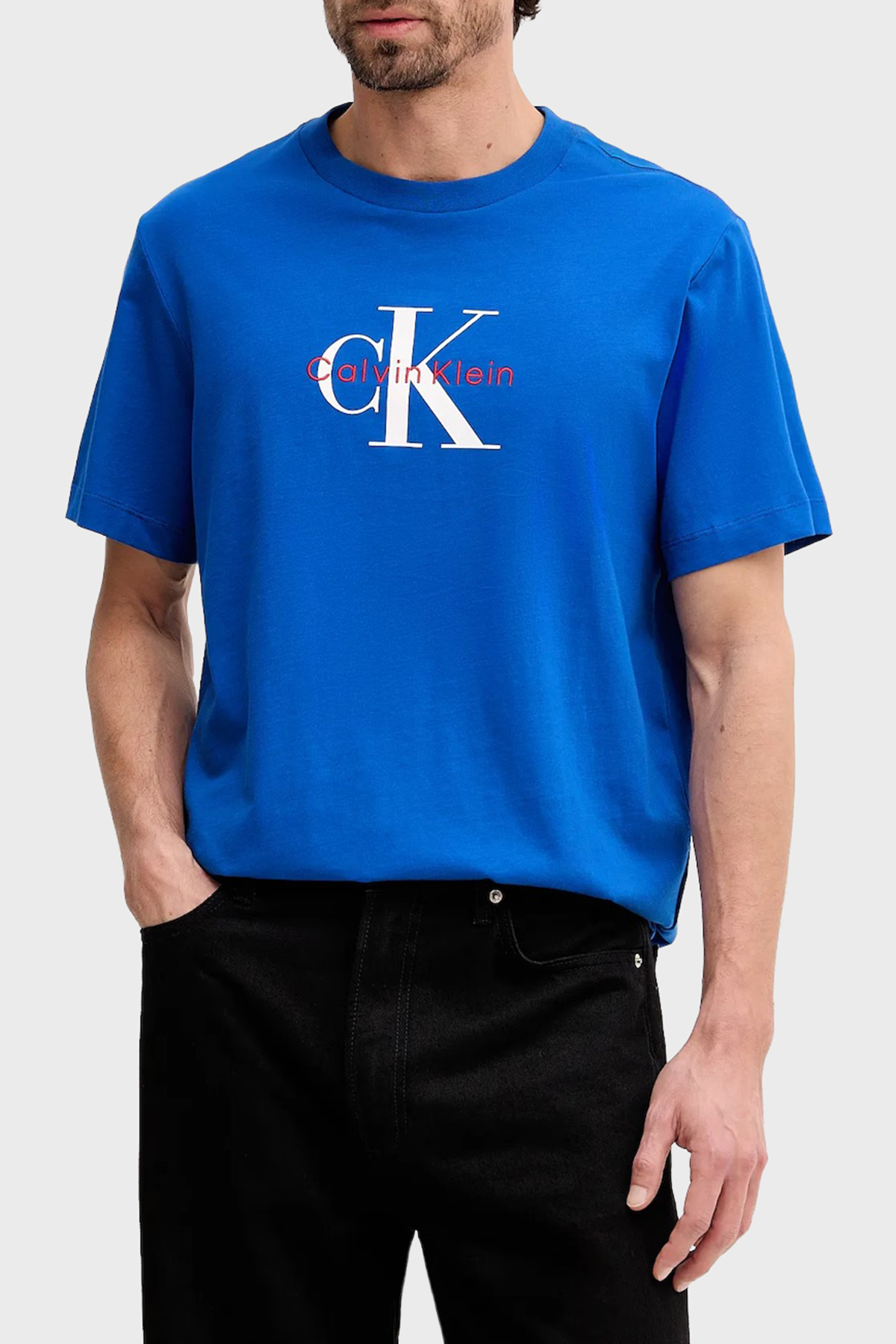 Calvin Klein Pamuklu Regular Fit Logolu Bisiklet Yaka  LV04RB862GYNM Erkek T Shirt LV04RB862G YNM SAKS