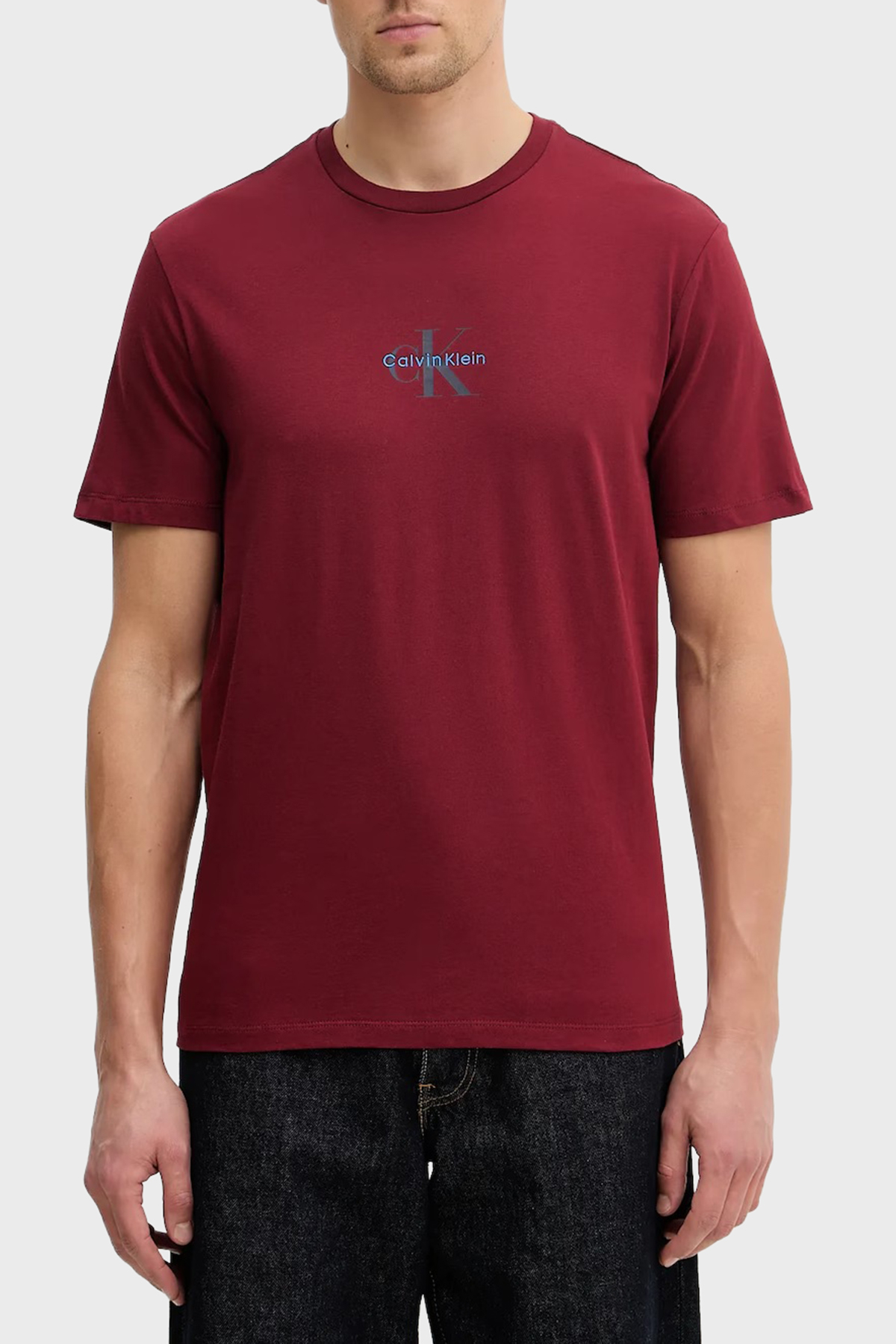 Calvin Klein Pamuklu Regular Fit Logolu Bisiklet Yaka  LV04RB866GWCV Erkek T Shirt LV04RB866G WCV BORDO