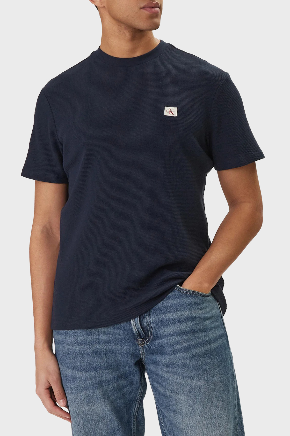 Calvin Klein Pamuklu Regular Fit Logolu Bisiklet Yaka  LV04RD008GCEF Erkek T Shirt LV04RD008G CEF LACİVERT