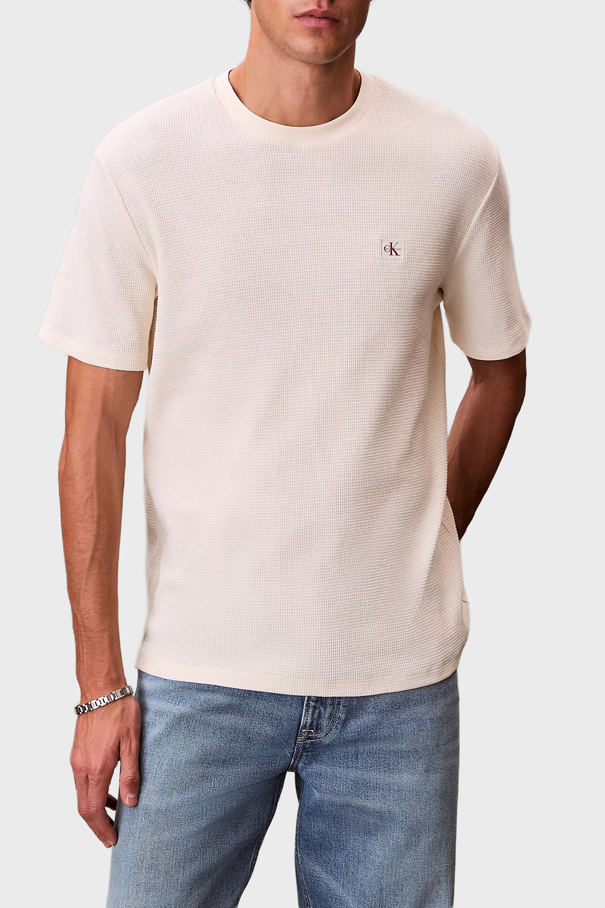 Calvin Klein Pamuklu Regular Fit Logolu Bisiklet Yaka  LV04RD008GF7J Erkek T Shirt LV04RD008G F7J KREM