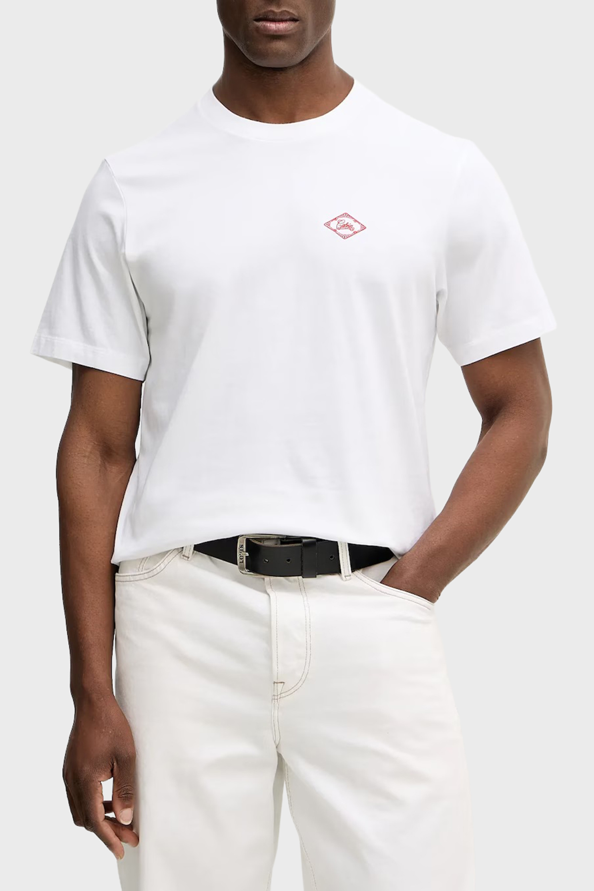 Calvin Klein Pamuklu Regular Fit Logolu Bisiklet Yaka  LV04RE802GYAA Erkek T Shirt LV04RE802G YAA BEYAZ