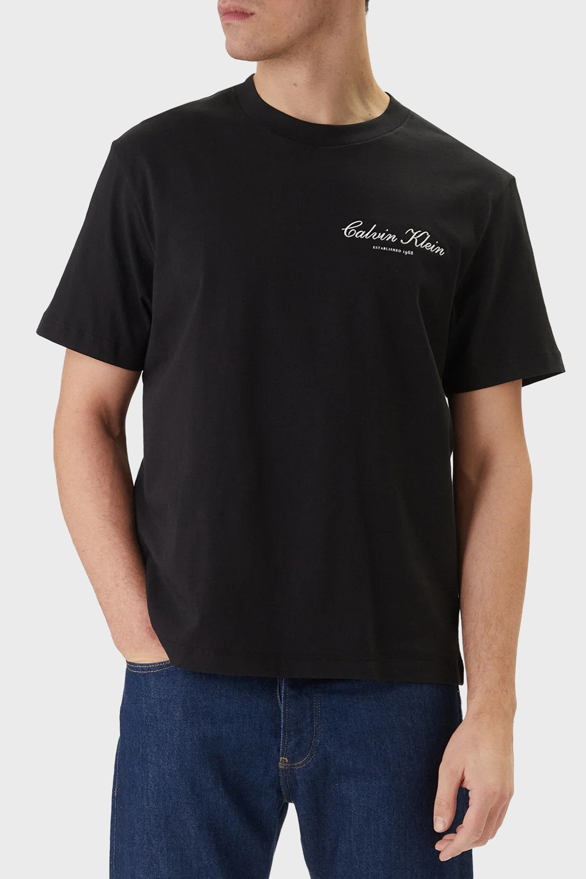 Calvin Klein Pamuklu Regular Fit Logolu Bisiklet Yaka  LV04RF822GUB1 Erkek T Shirt LV04RF822G UB1 SİYAH