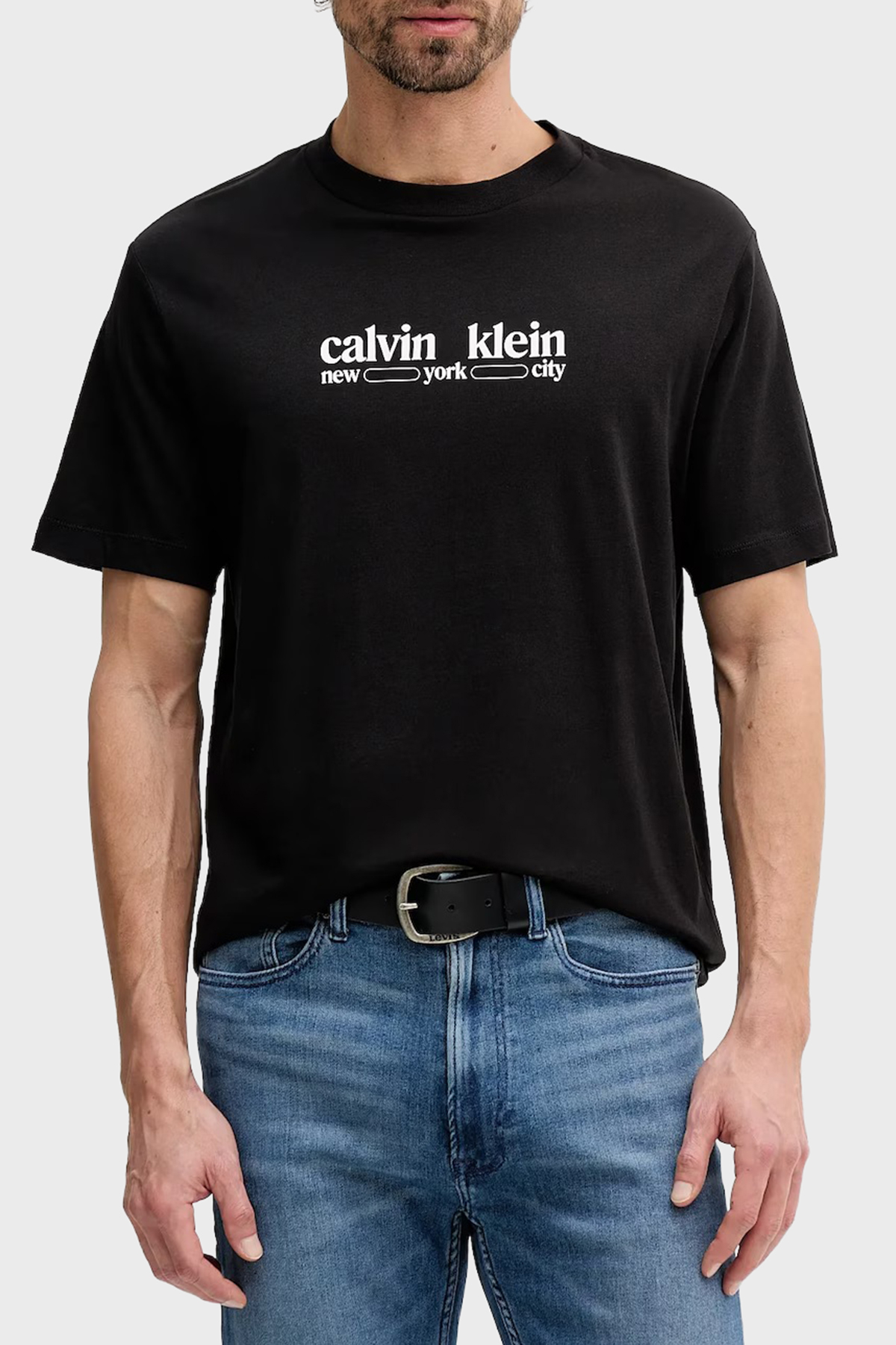Calvin Klein Pamuklu Regular Fit Logolu Bisiklet Yaka  LV14RE831GUB1 Erkek T Shirt LV14RE831G UB1 SİYAH
