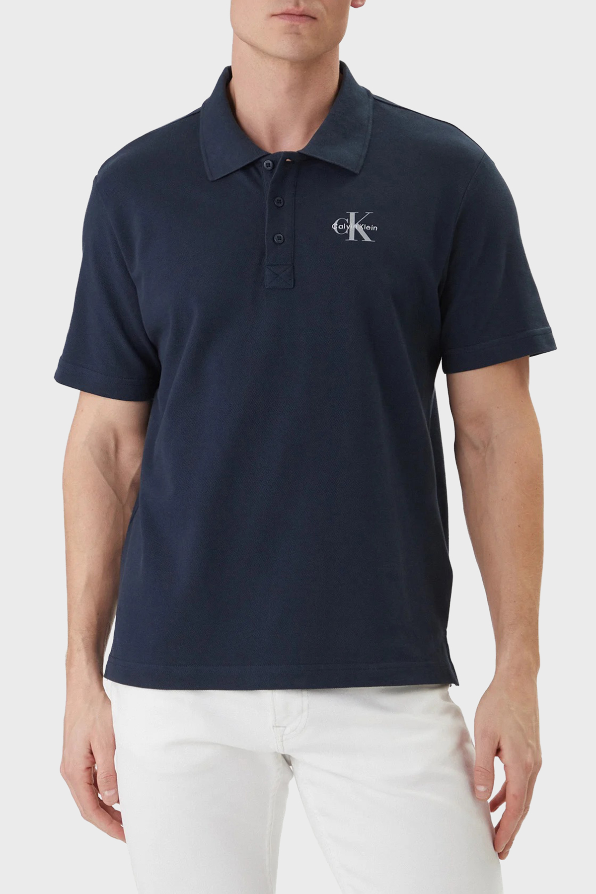 Calvin Klein Pamuklu Regular Fit Logolu Düğmeli  LV04RF209GCEF Erkek Polo LV04RF209G CEF LACİVERT