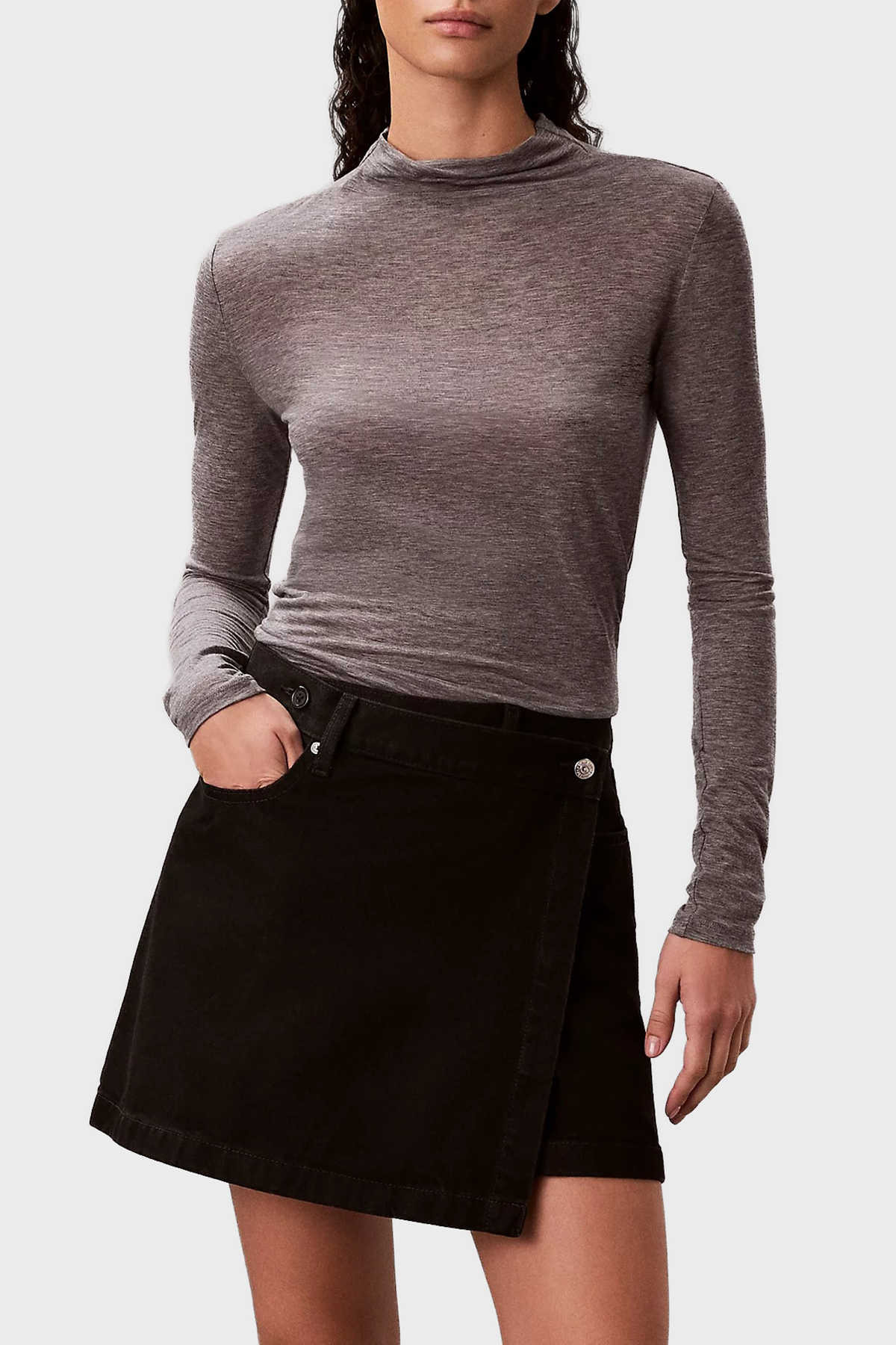 Calvin Klein Pamuklu Regular Fit Mini Kot  LV047D777GTWM Kadın Etek LV047D777G TWM SİYAH