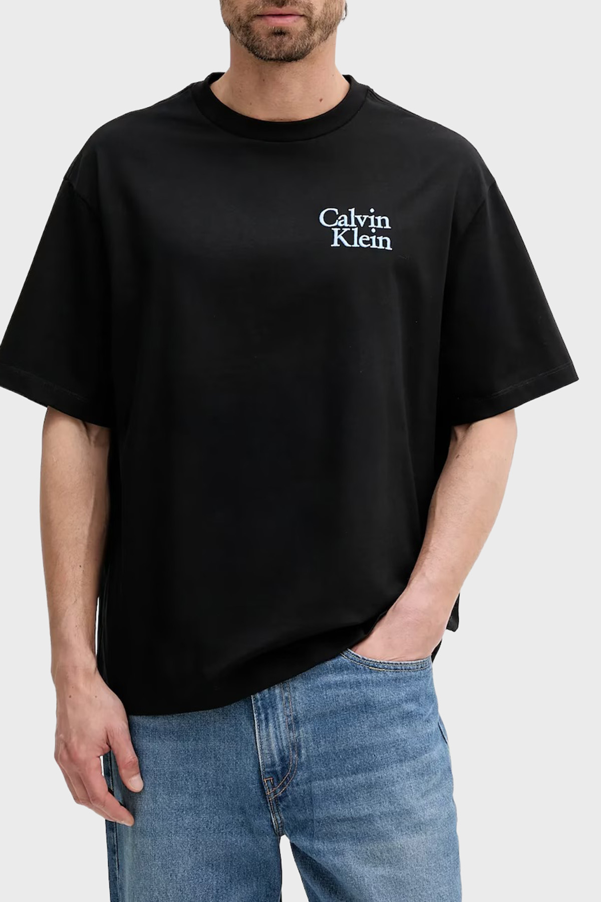 Calvin Klein Pamuklu Relaxed Fit Bisiklet Yaka Logolu Erkek T Shirt LV04RC808G UB1 SİYAH