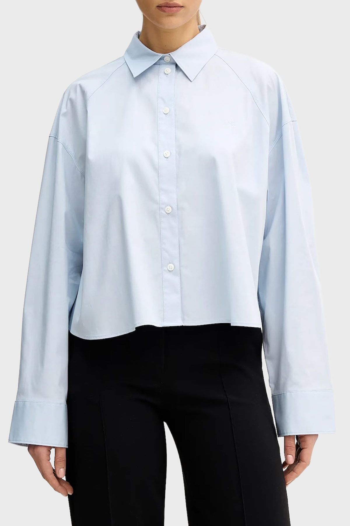 Calvin Klein Pamuklu Relaxed Fit Klasik Yaka Kısa  LV047C141G24Q Kadın Gömlek LV047C141G 24Q AÇIK MAVİ