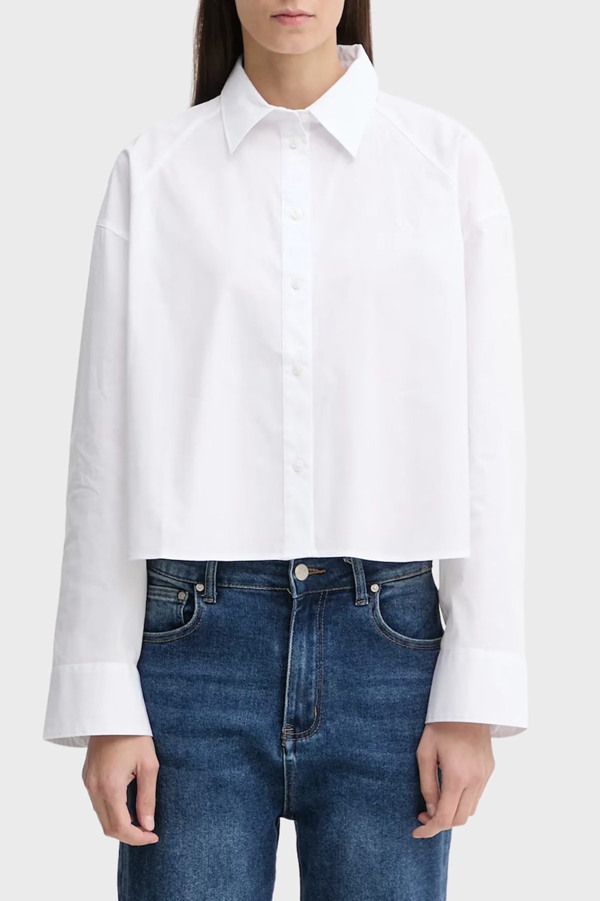 Calvin Klein Pamuklu Relaxed Fit Klasik Yaka Kısa  LV047C141GYAA Kadın Gömlek LV047C141G YAA BEYAZ