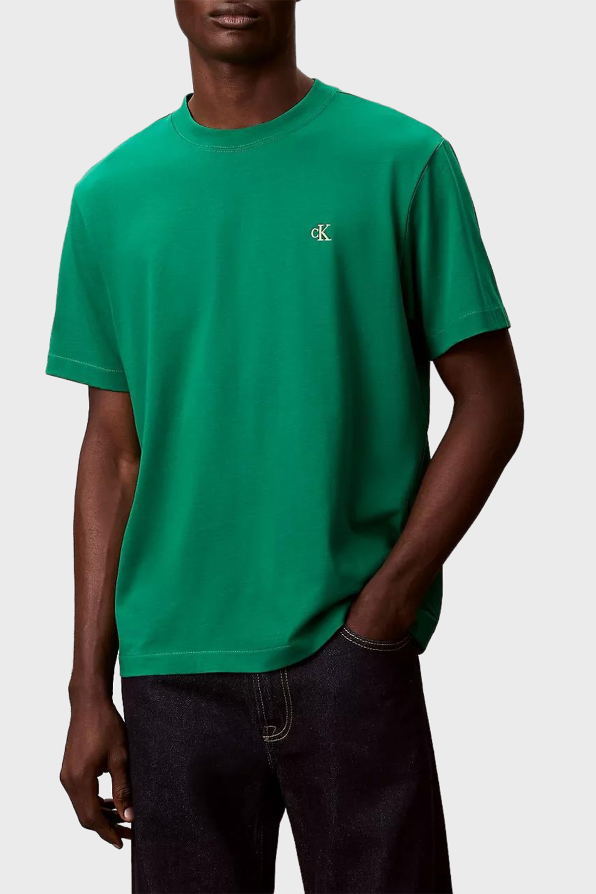 Calvin Klein Pamuklu Regular Fit Logolu Bisiklet Yaka  LV04RC275G2ES Erkek T Shirt LV04RC275G 2ES YEŞİL