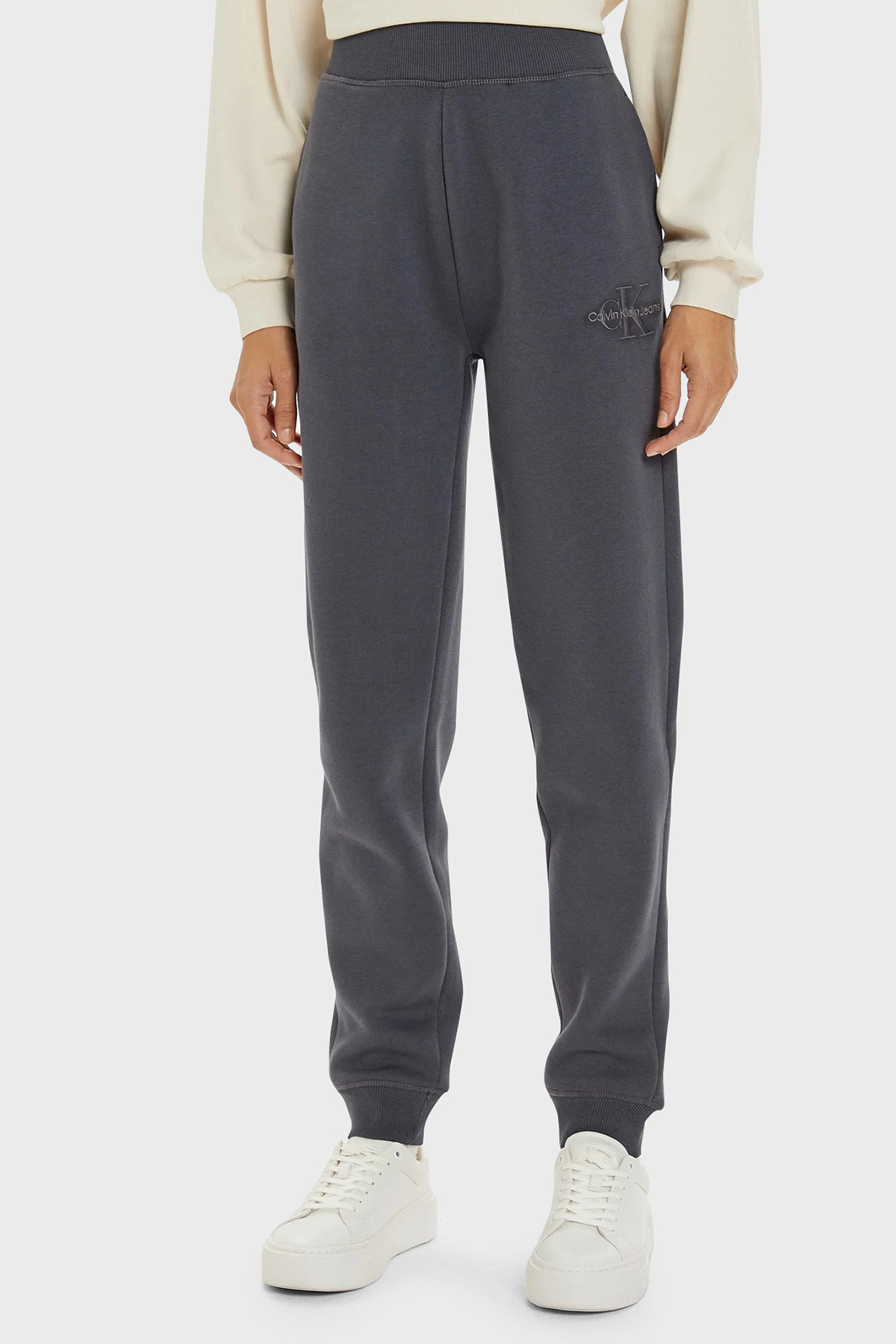 Calvin Klein Pamuklu Relaxed Fit Yüksek Bel Lastikli Paça Jogger  J20J223590BAN Kadın Pantolon J20J223590 BAN ANTRASİT