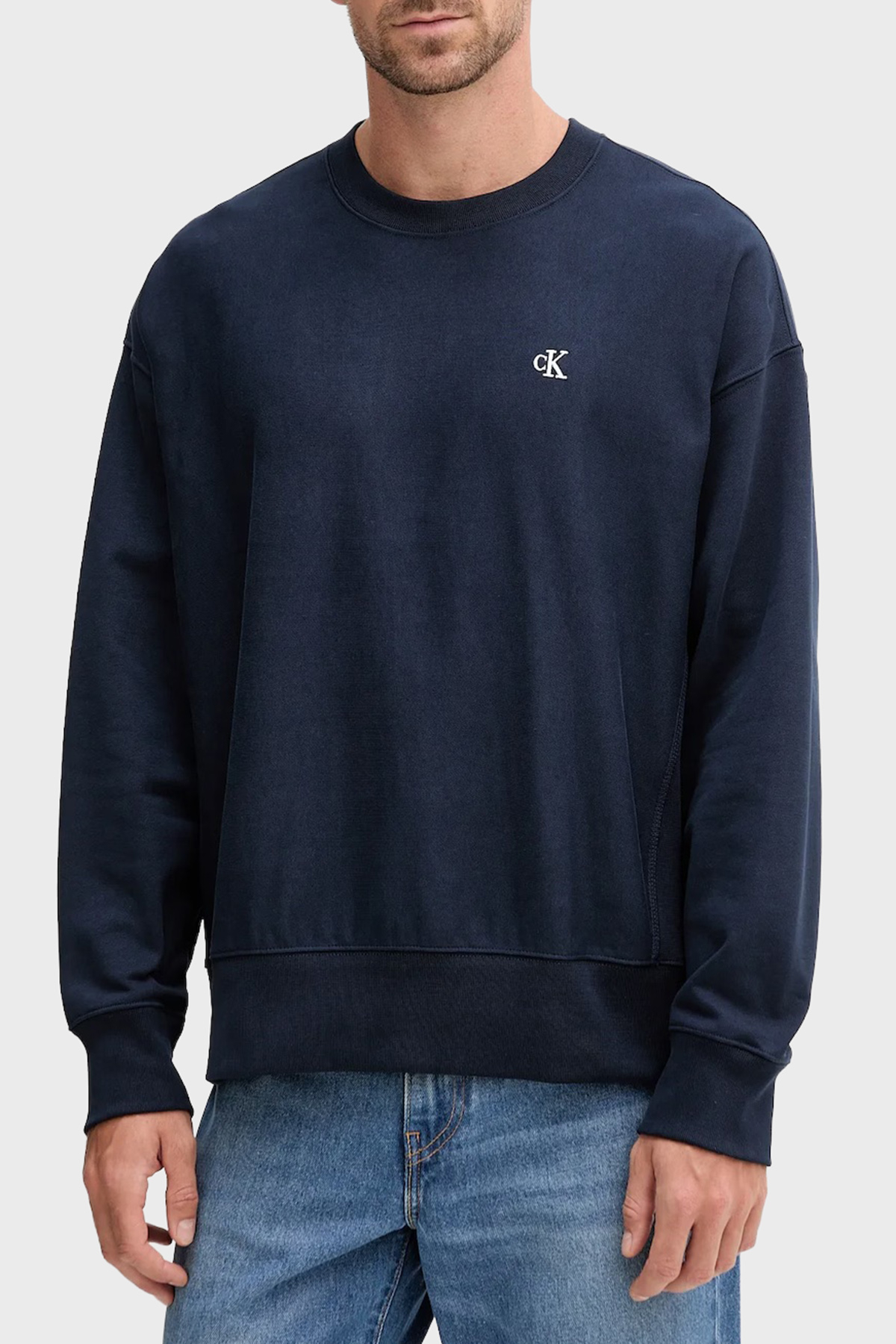 Calvin Klein Pamuklu Relaxed Fit Yuvarlak Yaka  LV04RC277GCEF Erkek Sweat LV04RC277G CEF LACİVERT