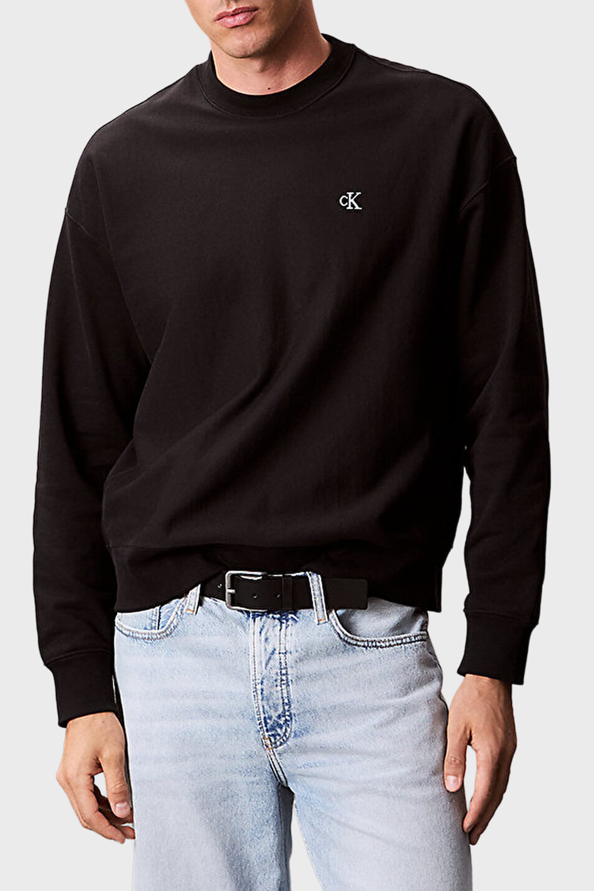 Calvin Klein Pamuklu Relaxed Fit Yuvarlak Yaka  LV04RC277GUB1 Erkek Sweat LV04RC277G UB1 SİYAH