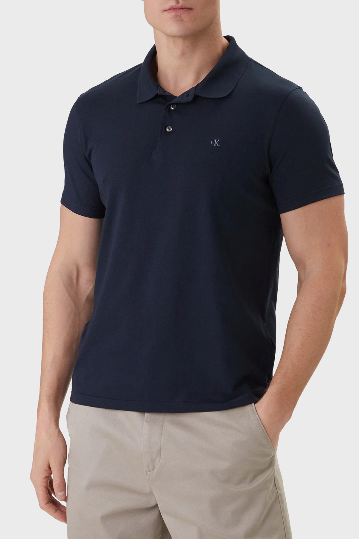 Calvin Klein Pamuklu Slim Fit Düğmeli  LV04LF200GCEF Erkek Polo LV04LF200G CEF LACİVERT