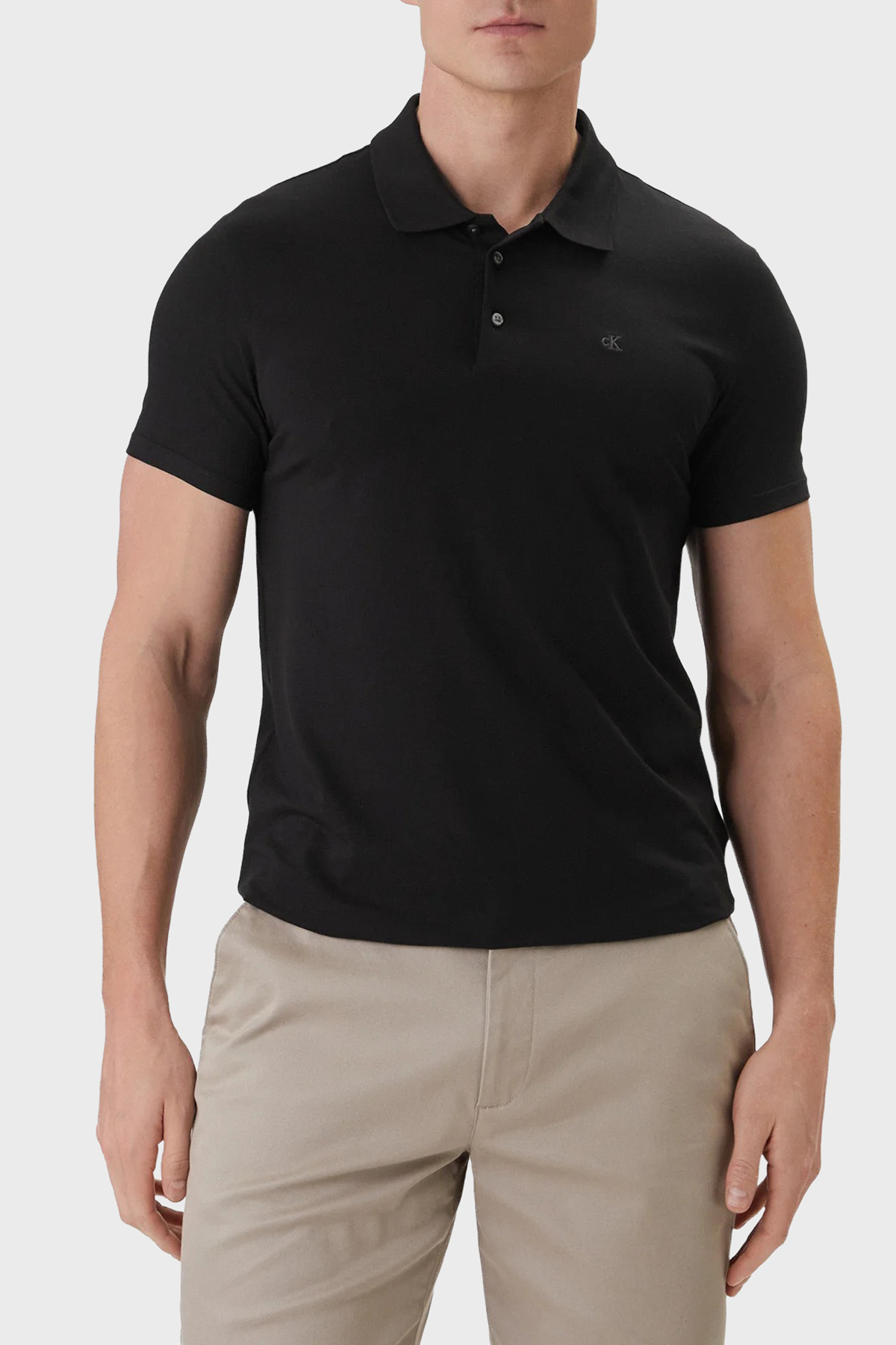 Calvin Klein Pamuklu Slim Fit Düğmeli  LV04LF200GUB1 Erkek Polo LV04LF200G UB1 SİYAH