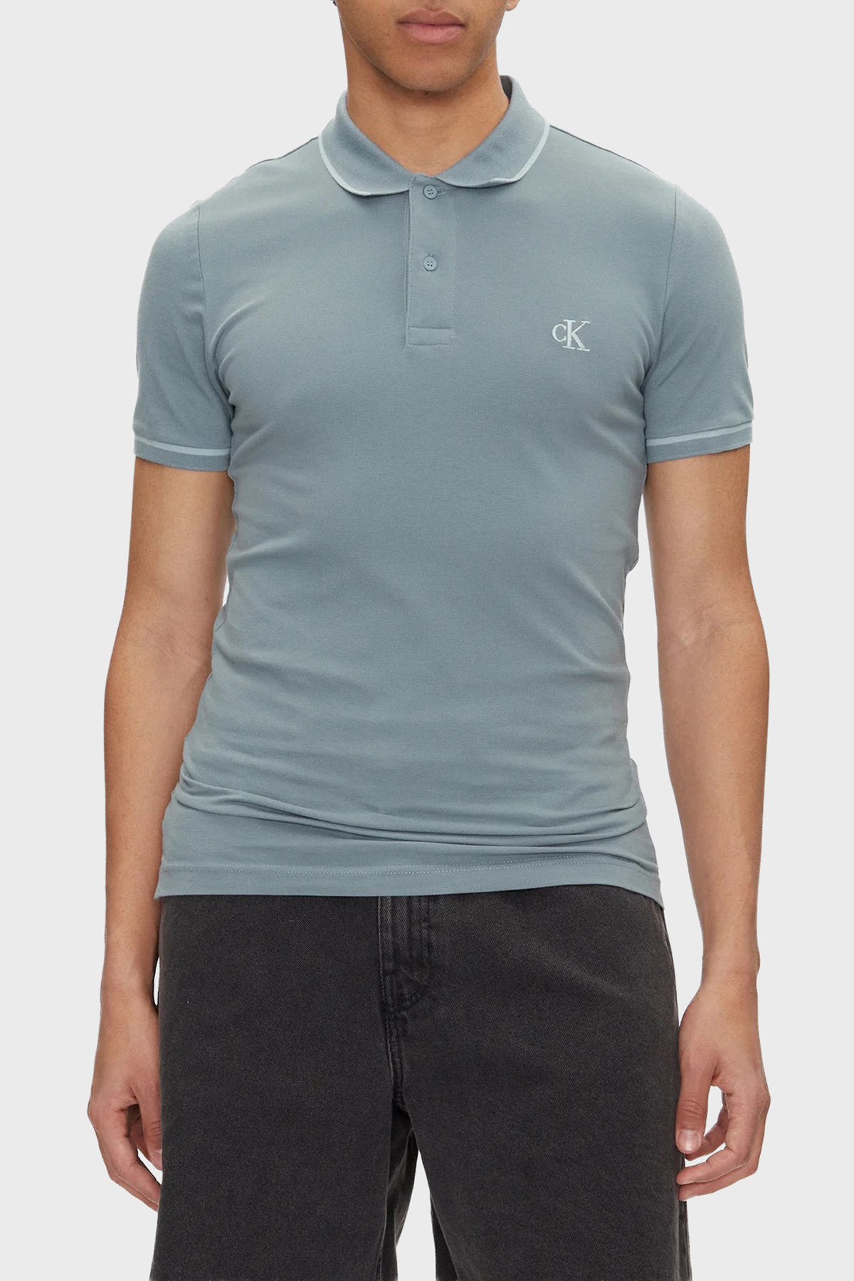 Calvin Klein Pamuklu Slim Fit Düğmeli Yaka Polo T Shirt J30J315603CKM Erkek Polo Yaka T Shirt J30J315603 CKM AÇIK MAVİ