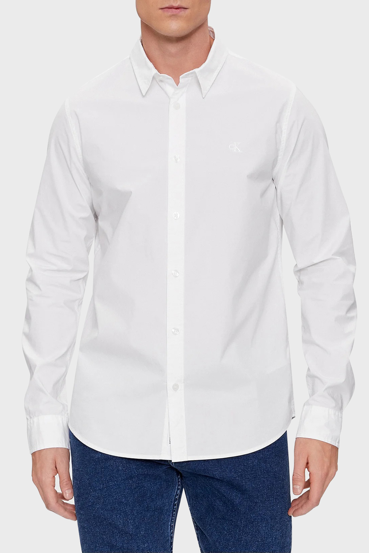 Calvin Klein Pamuklu Slim Fit  J30J324614YAF Erkek Gömlek J30J324614 YAF BEYAZ