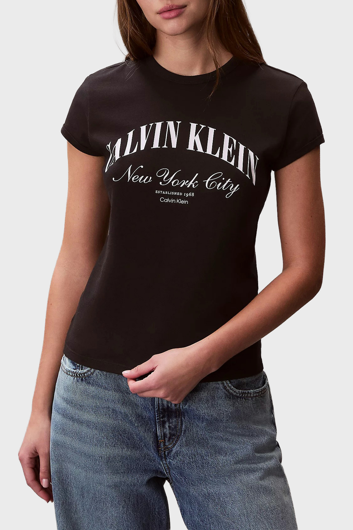 Calvin Klein Pamuklu Slim Fit Logolu Bisiklet Yaka Kadın T Shirt LV047F815G UB1 SİYAH