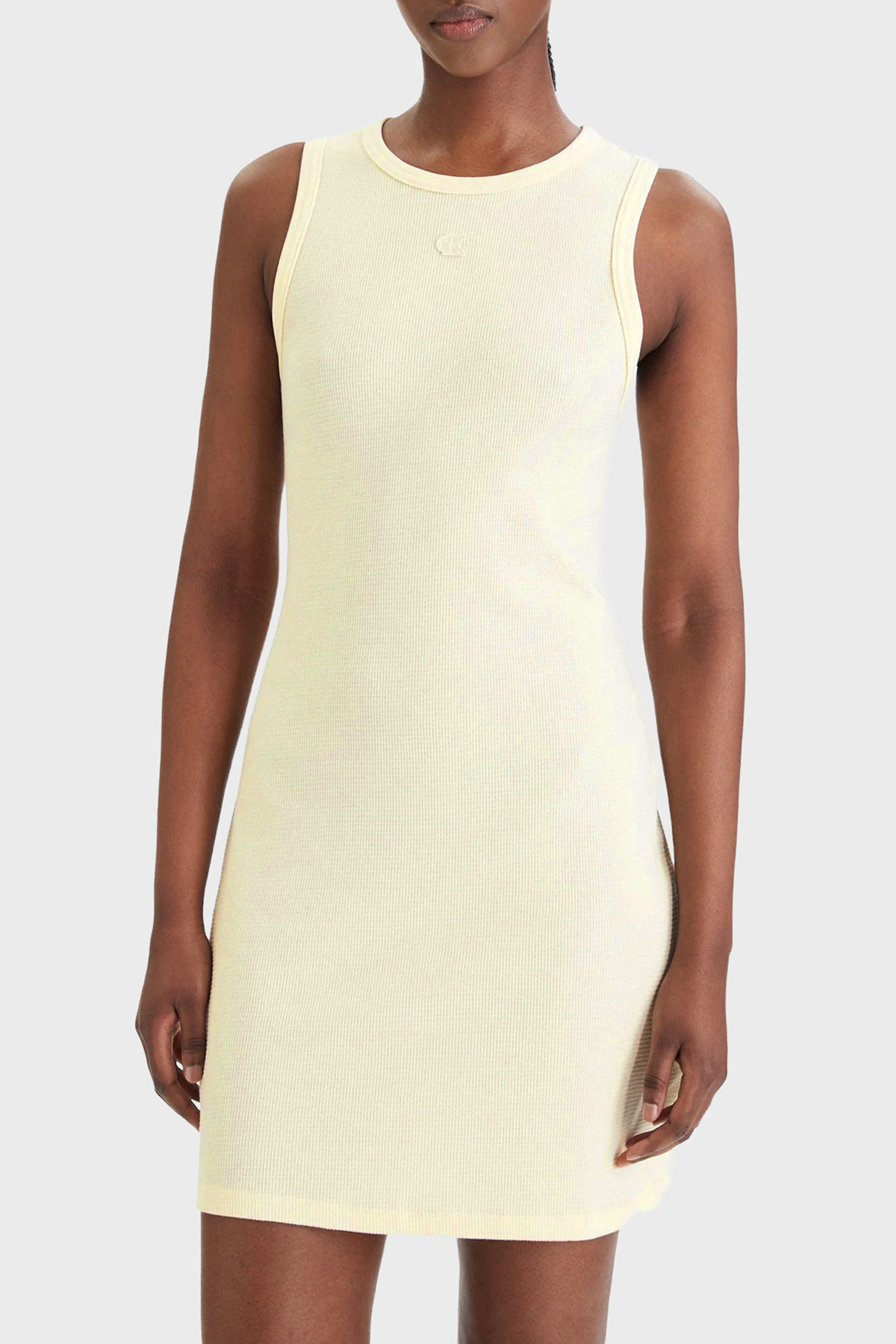 Calvin Klein Pamuklu Slim Fit Logolu Mini  LV047F235GZRK Kadın Elbise LV047F235G ZRK SARI
