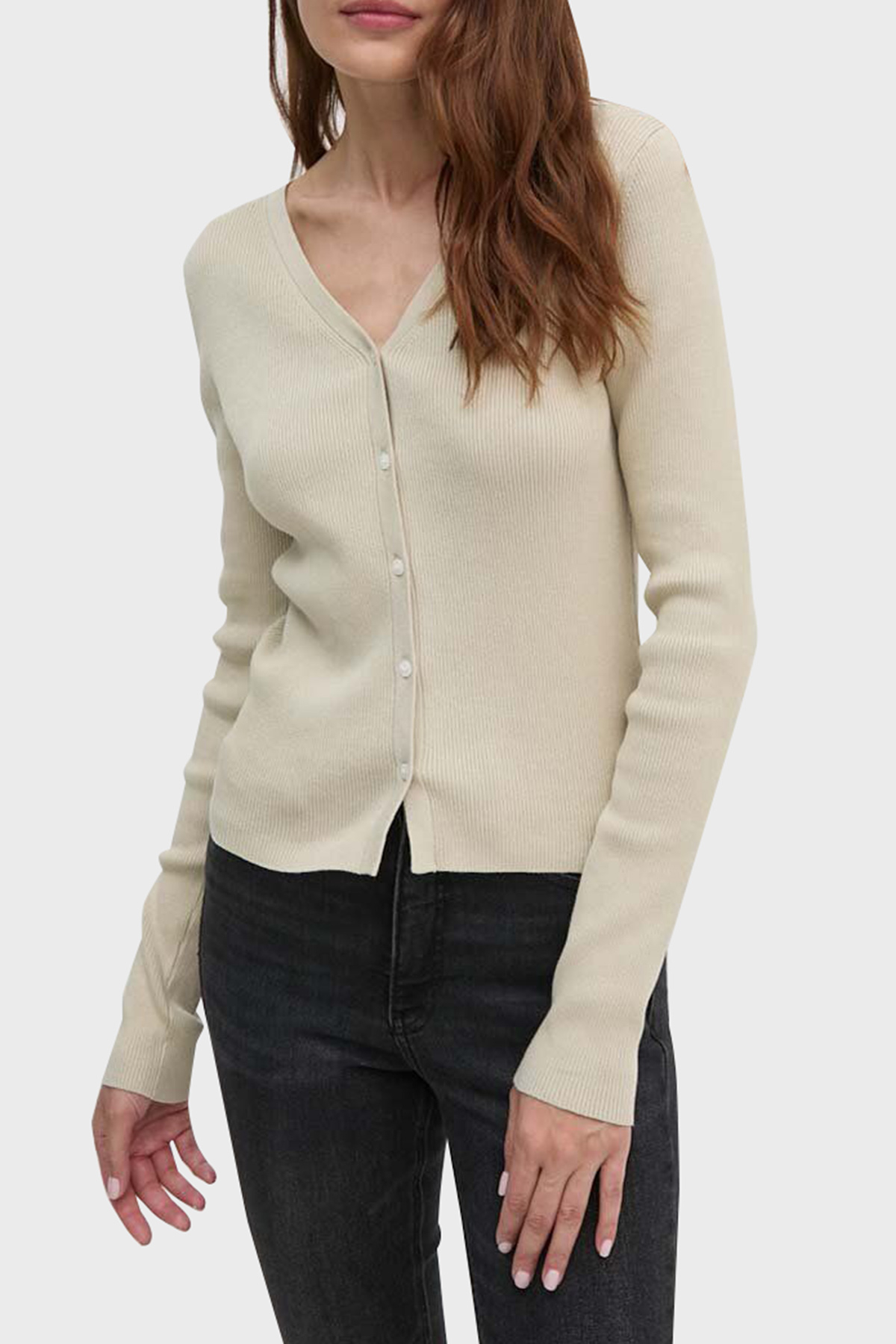 Calvin Klein Pamuklu Yumuşak Dokulu Logolu  J20J224239PD7 Kadın Hırka J20J224239 PD7 BEJ