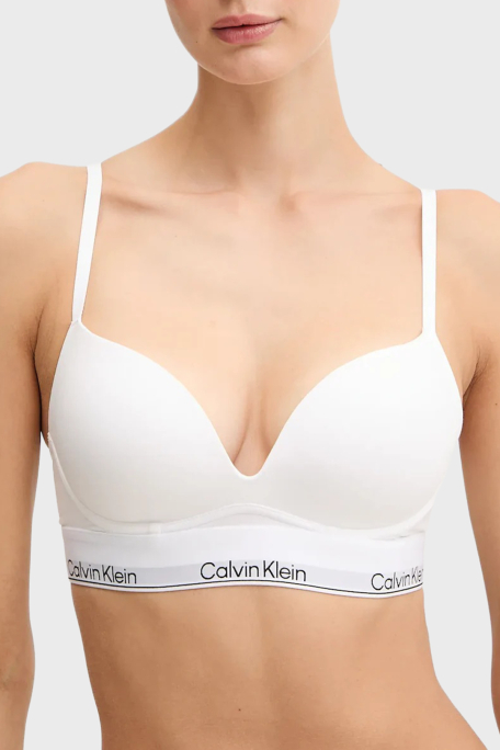 Calvin Klein Push-Up Logo Bantlı Pamuklu Ayarlanabilir Askılı LV00QF8502100 Bayan Sütyen LV00QF8502 100 BEYAZ - 1