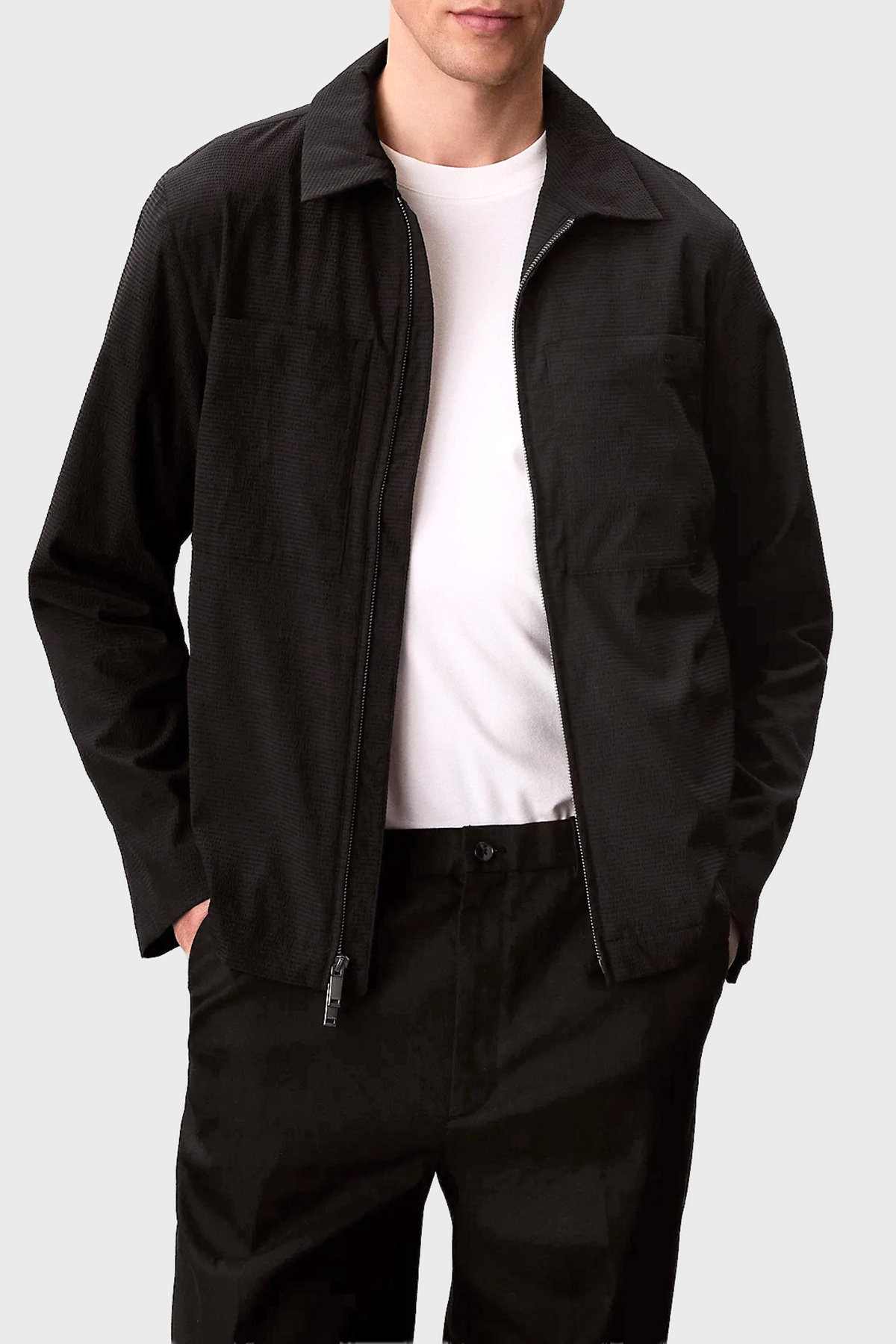 Calvin Klein Regular Fit Göğüs Cepli Fermuarlı  LV04LF424GUB1 Erkek Ceket LV04LF424G UB1 SİYAH