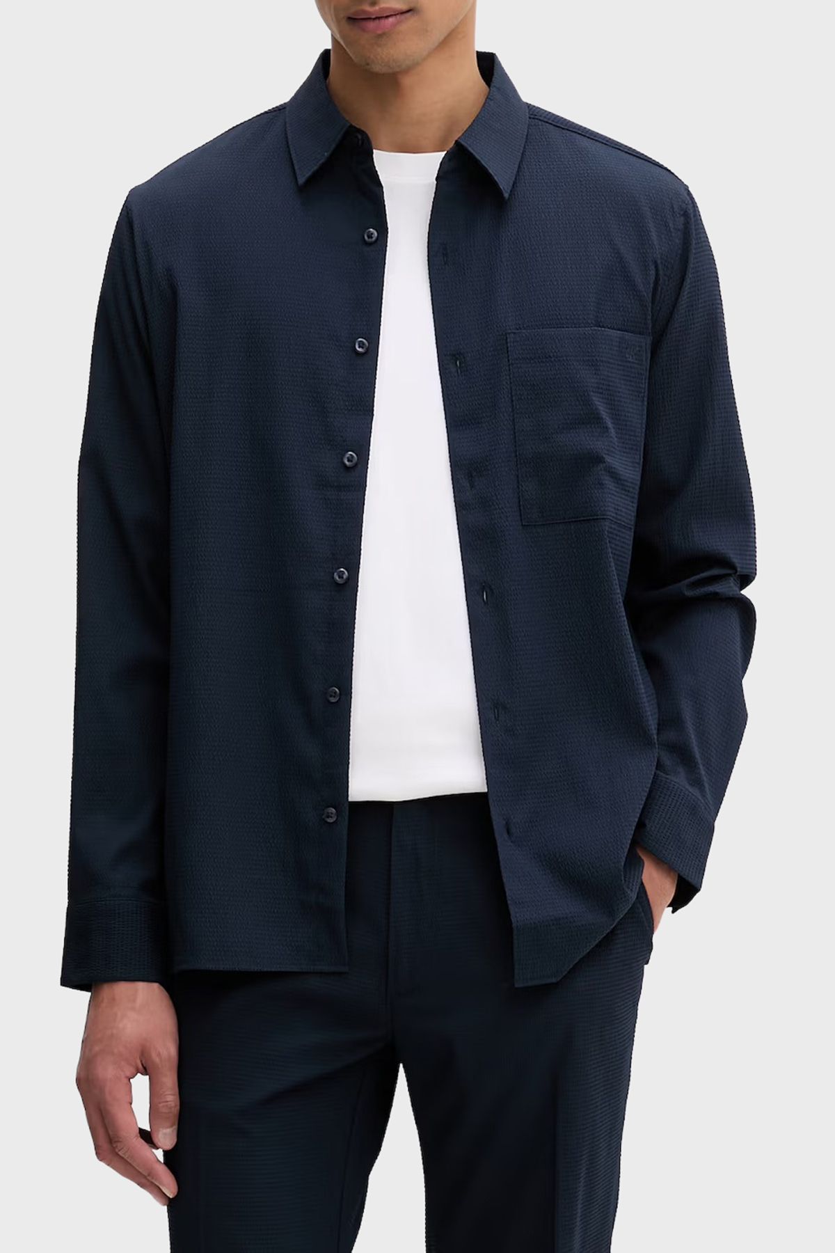 Calvin Klein Regular Fit Göğüs Cepli  LV04LF108GCEF Erkek Gömlek LV04LF108G CEF LACİVERT