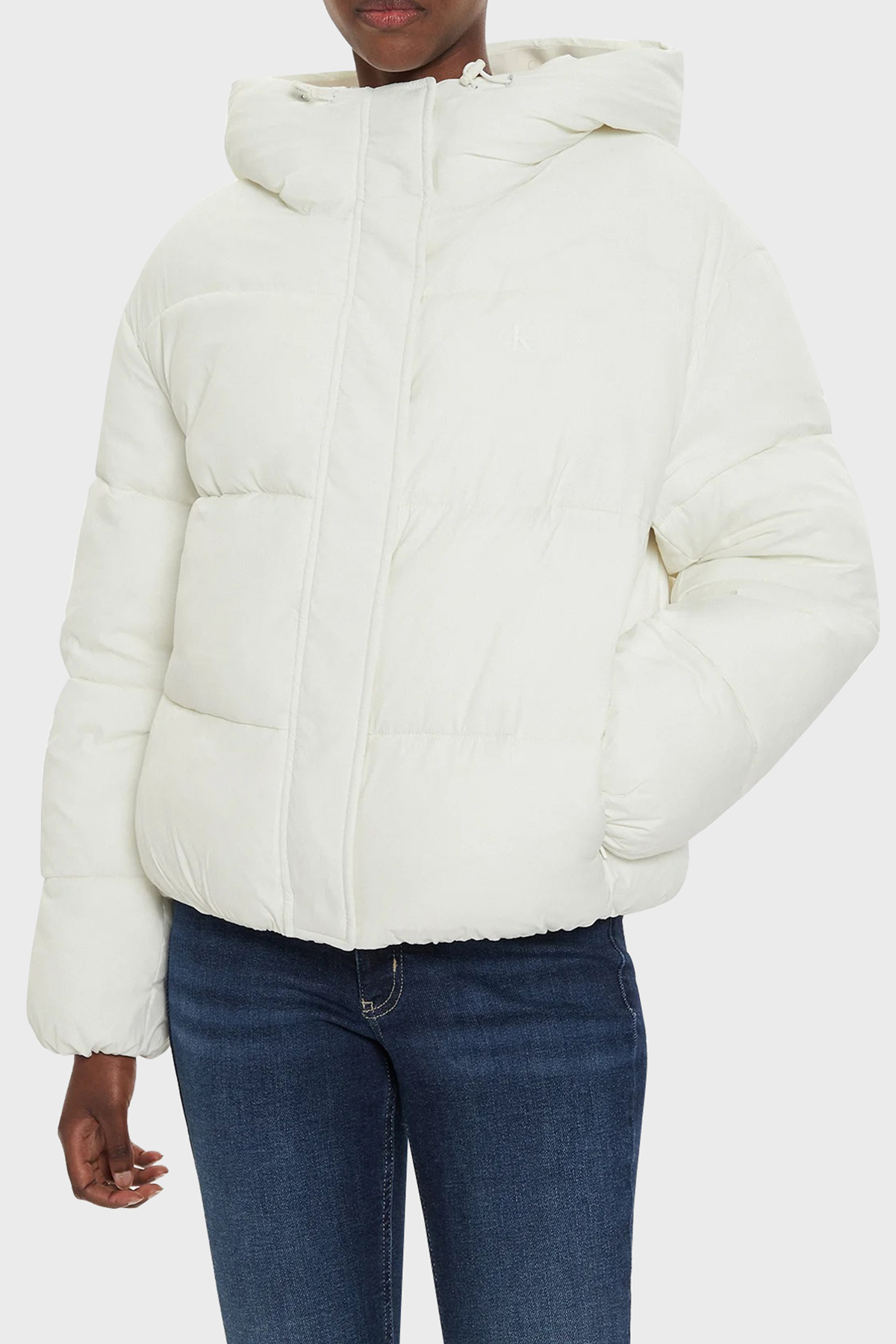 Calvin Klein Regular Fit Kapüşonlu  J20J224112YBI Kadın Mont J20J224112 YBI BEYAZ
