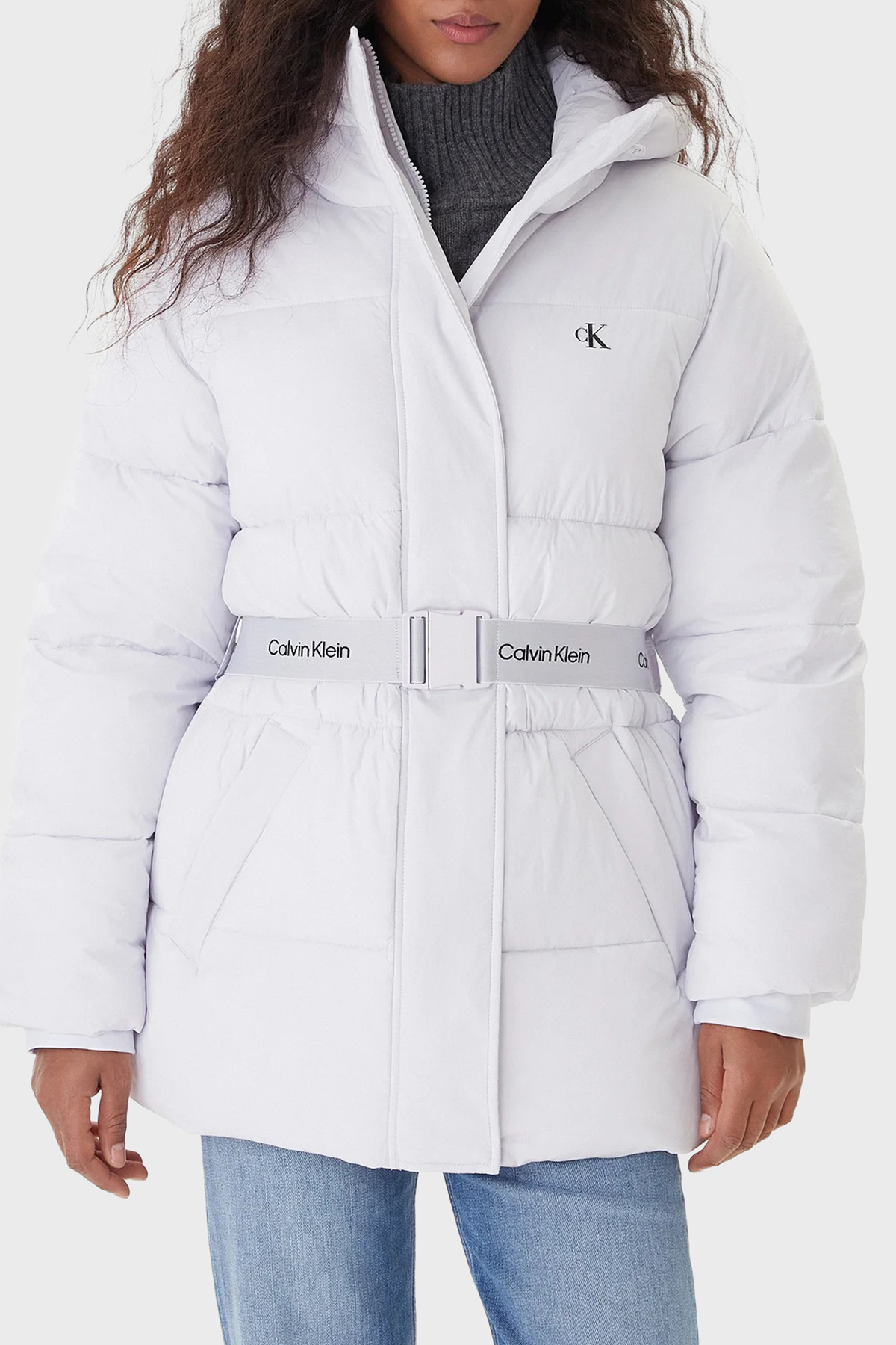 Calvin Klein Regular Fit Kapüşonlu Kemer Detaylı Suya Dayanıklı  LV047D507GWGA Kadın Mont LV047D507G WGA LİLA