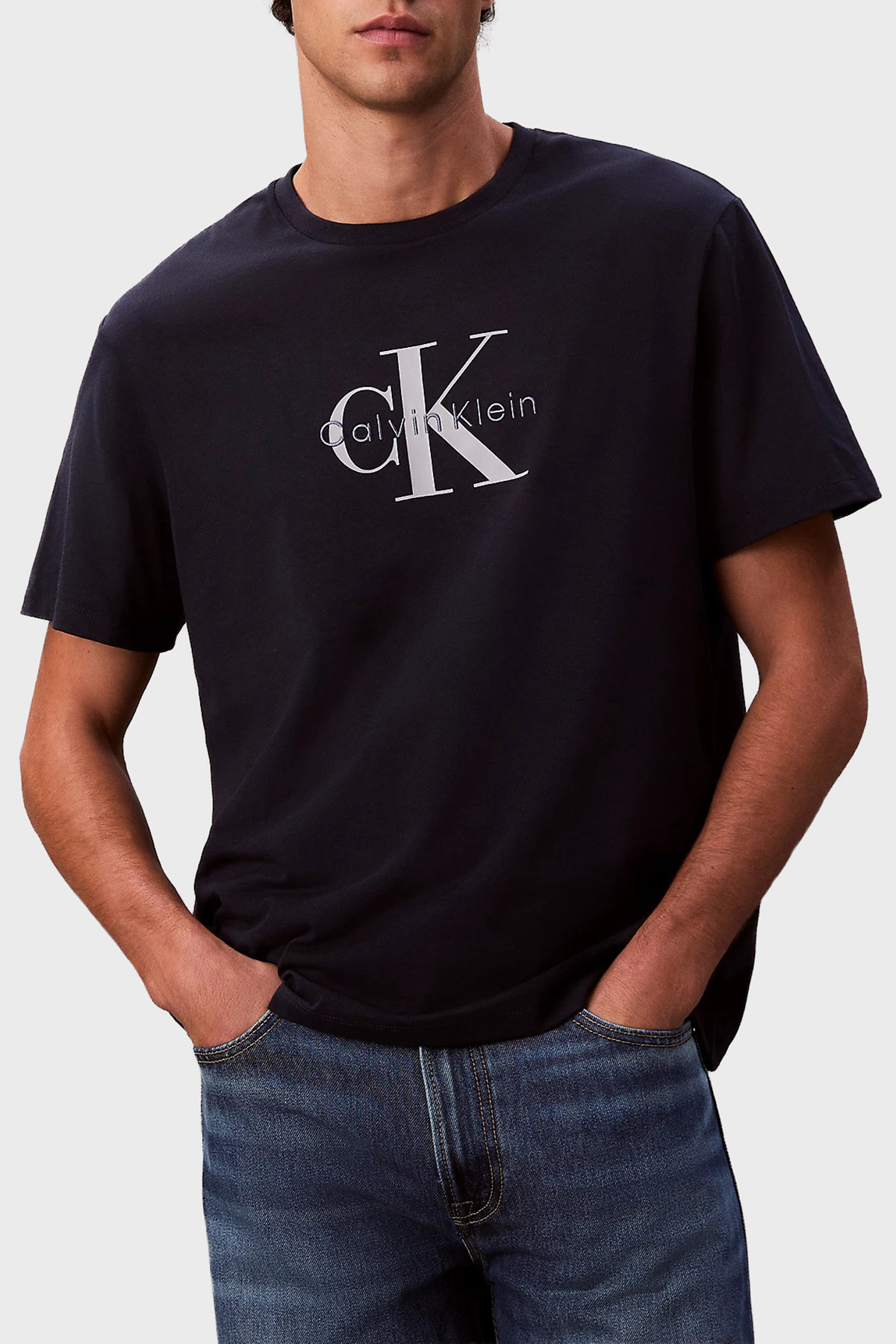 Calvin Klein Regular Fit Pamuklu Logolu Bisiklet Yaka  LV04RB862GCEF Erkek T Shirt LV04RB862G CEF LACİVERT