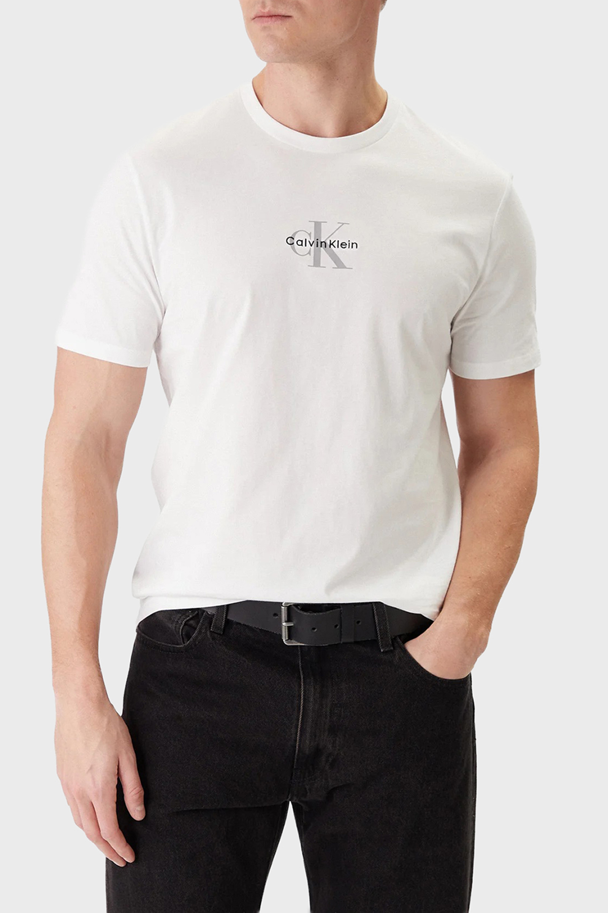 Calvin Klein Regular Fit Pamuklu Logolu Bisiklet Yaka  LV04RB866GYAA Erkek T Shirt LV04RB866G YAA BEYAZ