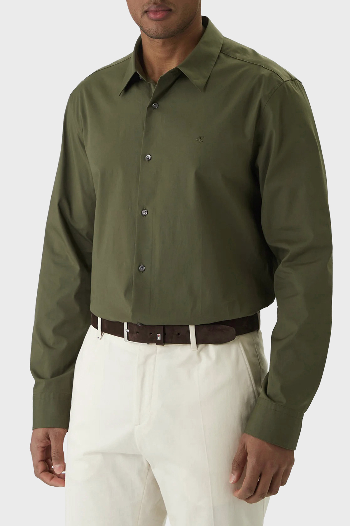 Calvin Klein Regular Fit Pamuklu Uzun Kollu  LV04LB148G2E1 Erkek Gömlek LV04LB148G 2E1 HAKİ