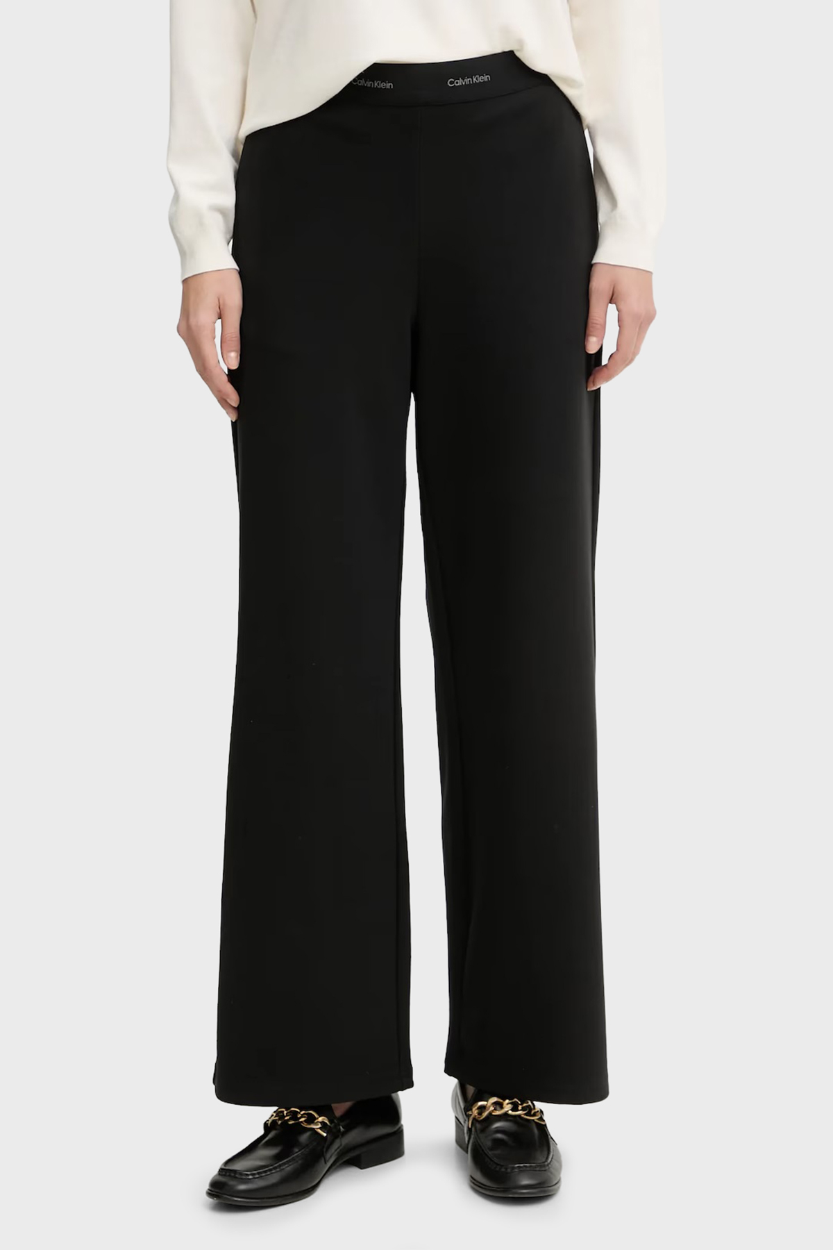 Calvin Klein Relaxed Fit Logolu Lastikli Bel Geniş Paça  LV044E622GUB1 Kadın Pantolon LV044E622G UB1 SİYAH