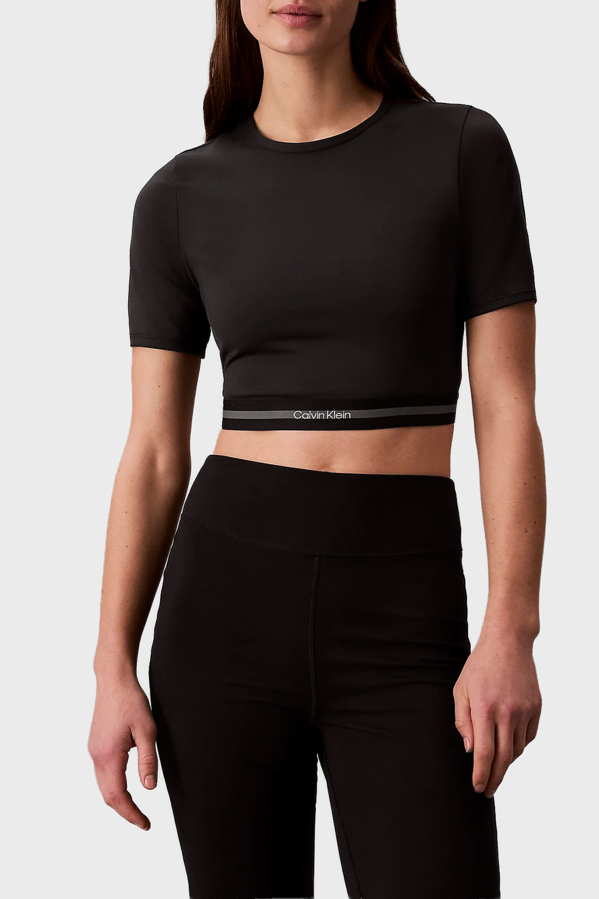 Calvin Klein Slim Fit Logolu Bisiklet Yaka  LVGWS6K217UB1 Kadın T Shirt LVGWS6K217 UB1 SİYAH