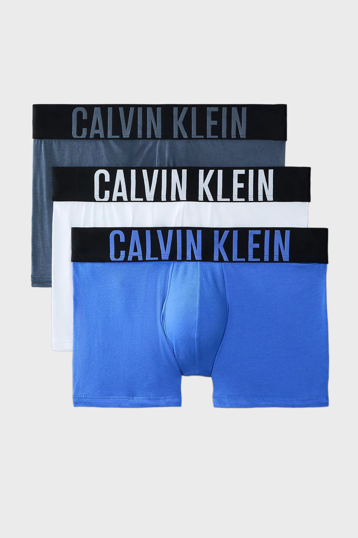 Calvin Klein Streç Pamuklu Logolu 3 Pack  000NB3608AZD9 Erkek Boxer 000NB3608A ZD9 Beyaz-Antrasit-Mavi