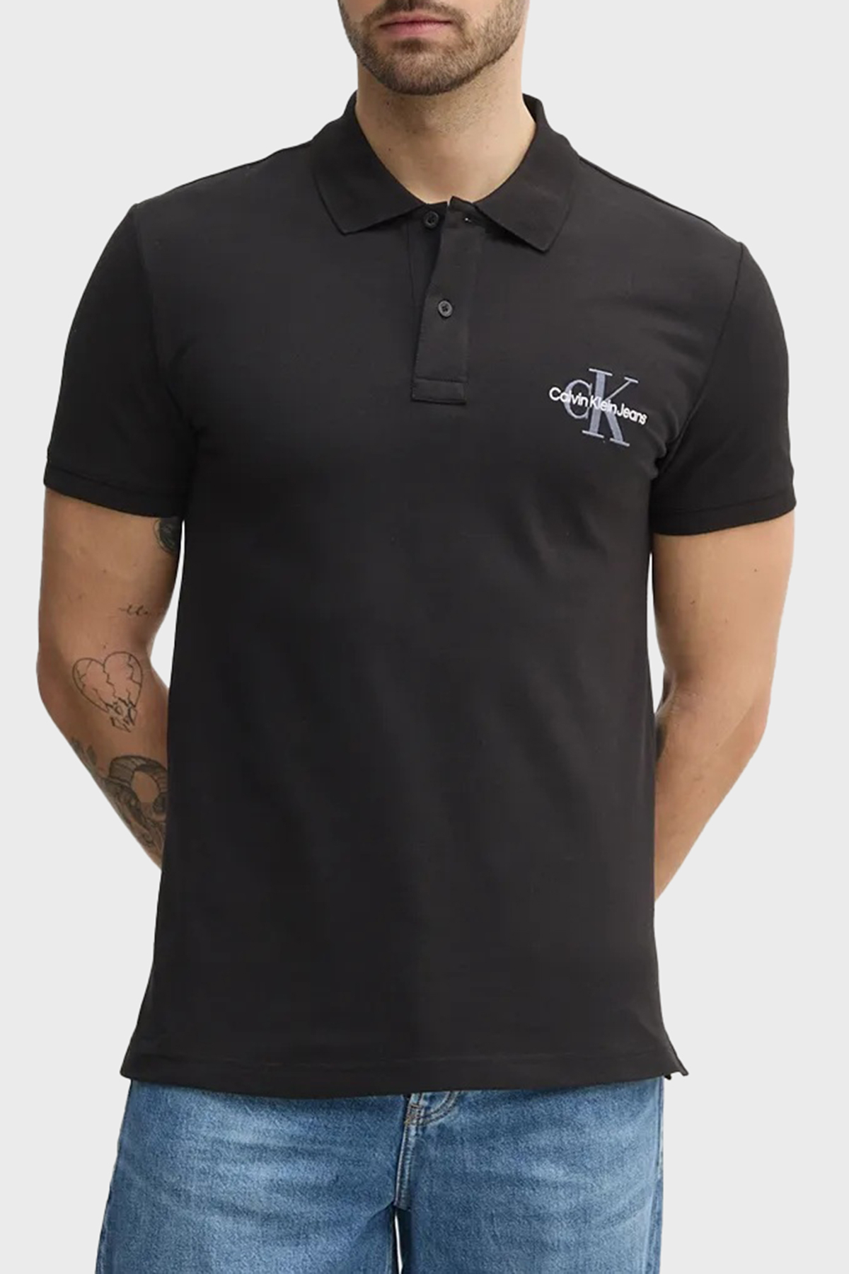 Calvin Klein Streç Pamuklu Regular Fit Düğmeli  J30J3256640GM Erkek Polo Yaka T Shirt J30J325664 0GM SİYAH