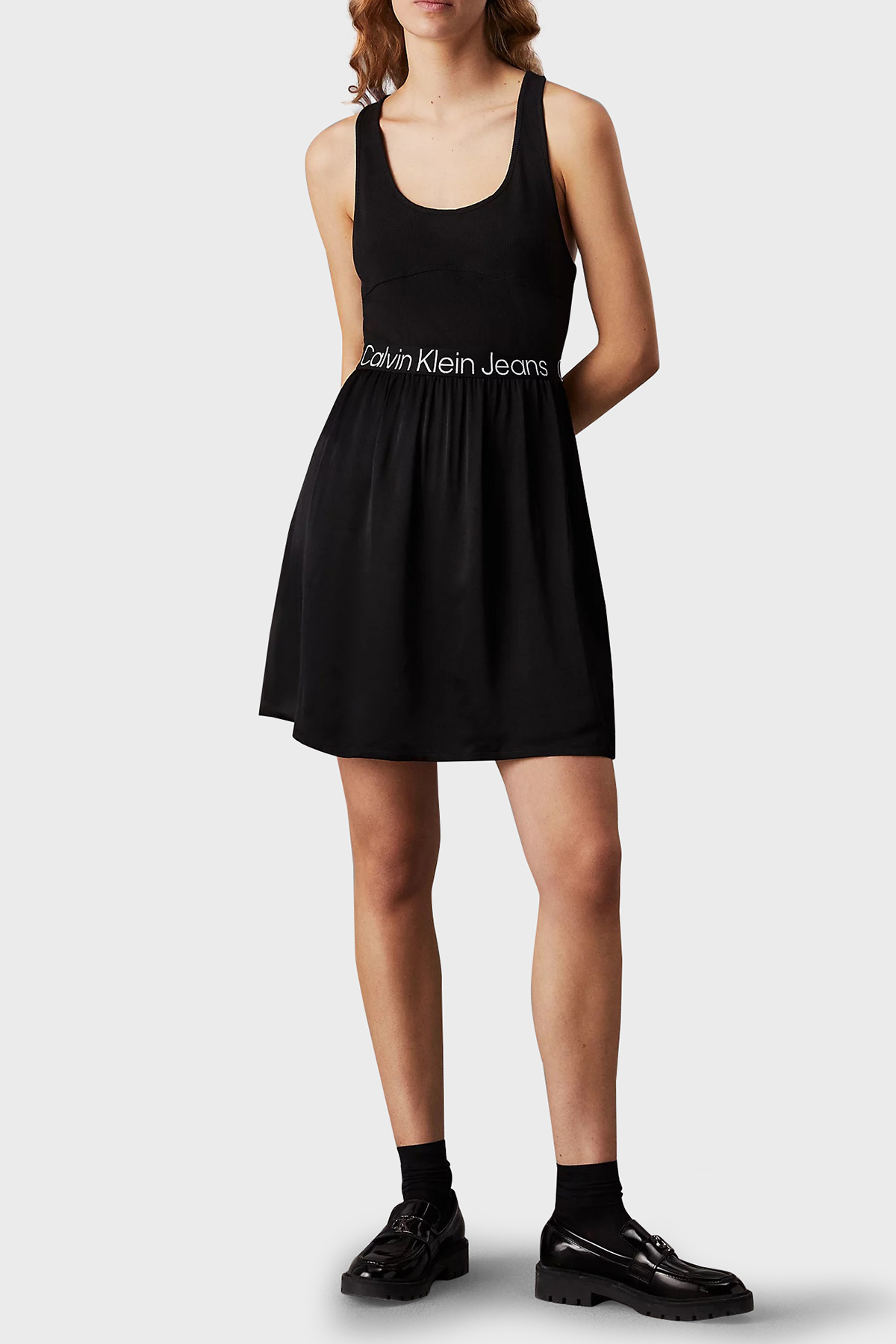Calvin Klein Streç Pamuklu Regular Fit Mini  J20J221624BEH Kadın Elbise J20J221624 BEH SİYAH
