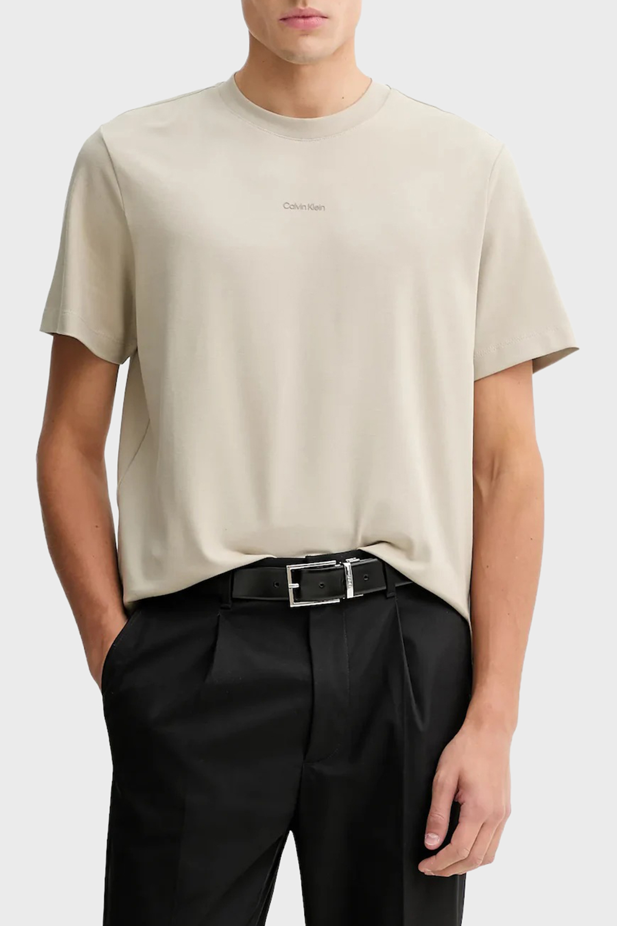 Calvin Klein Streç Pamuklu Regular Fit Sıfır Yaka  LV04LC241G2F3 Erkek T Shirt LV04LC241G 2F3 ANTRASİT