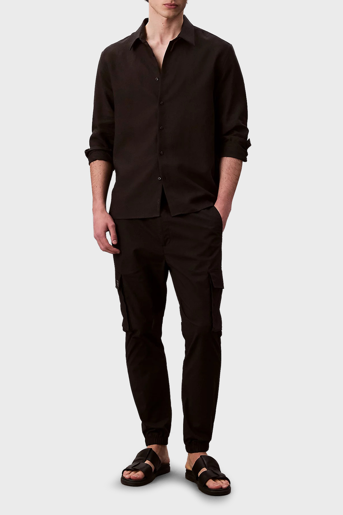 Calvin Klein Streç Pamuklu Skinny Fit Düşük Bel Jogger  LV04RC617GUB1 Erkek Pantolon LV04RC617G UB1 SİYAH