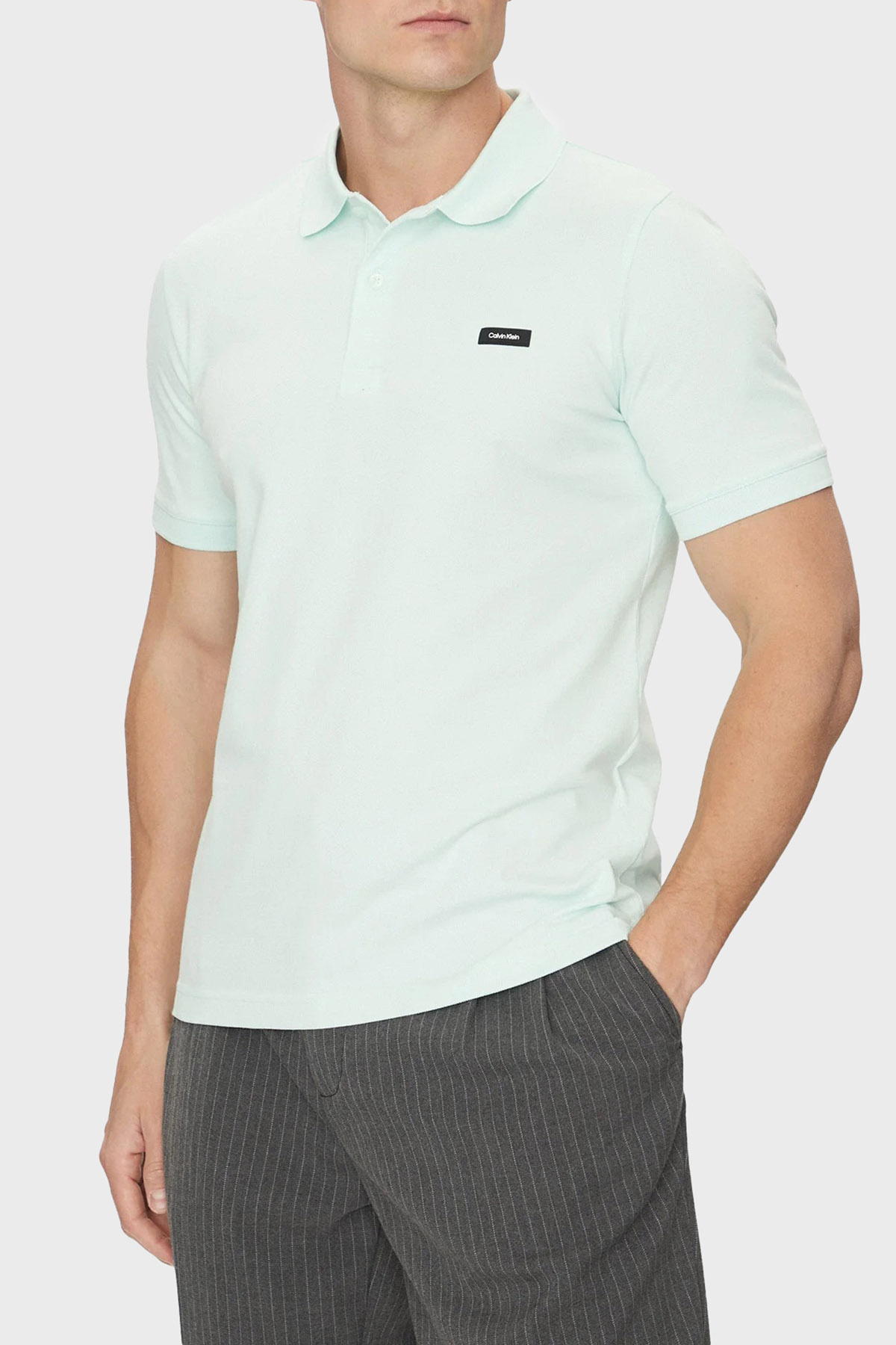 Calvin Klein Streç Pamuklu Slim Fit Düğmeli  K10K111196CHJ Erkek Polo Yaka T Shirt K10K111196 CHJ MAVİ