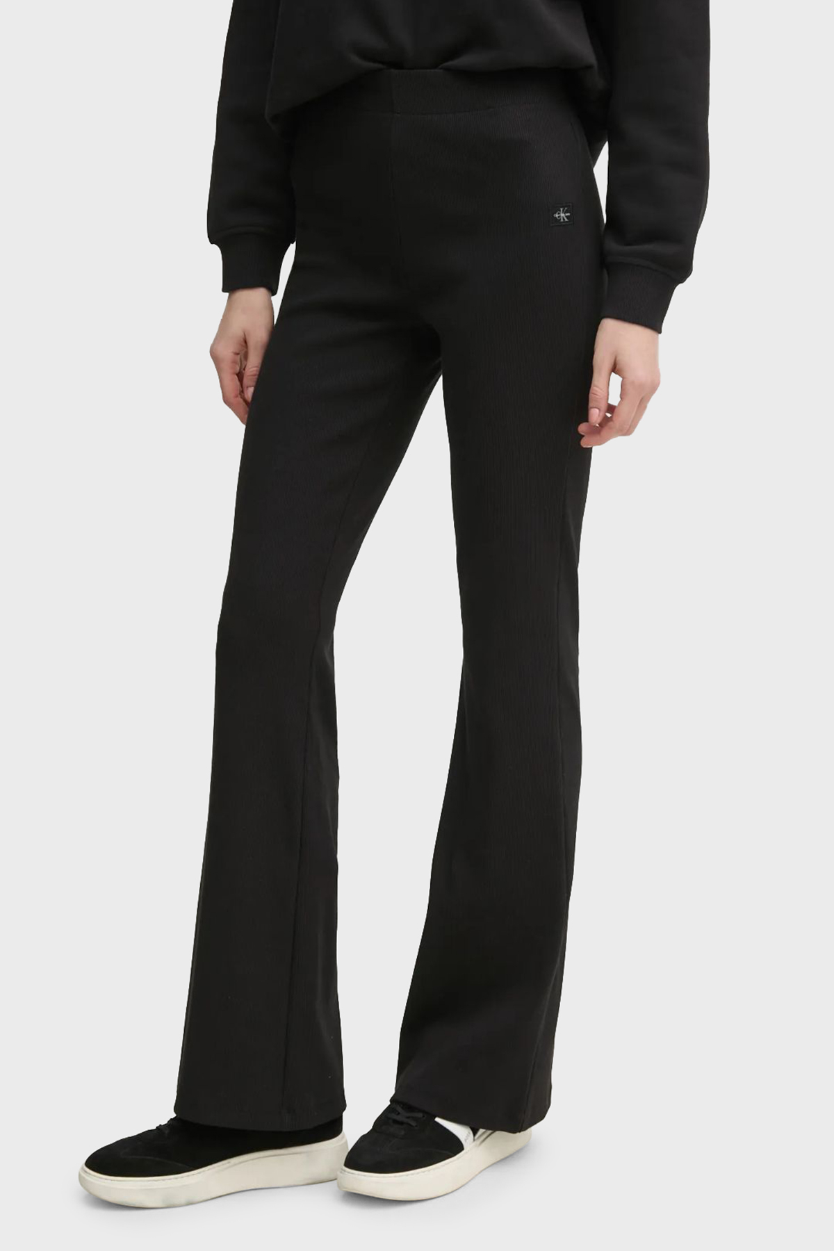 Calvin Klein Streç Pamuklu Slim Fit Yüksek Bel İspanyol Paça  J20J224842BEH Kadın Pantolon J20J224842 BEH SİYAH