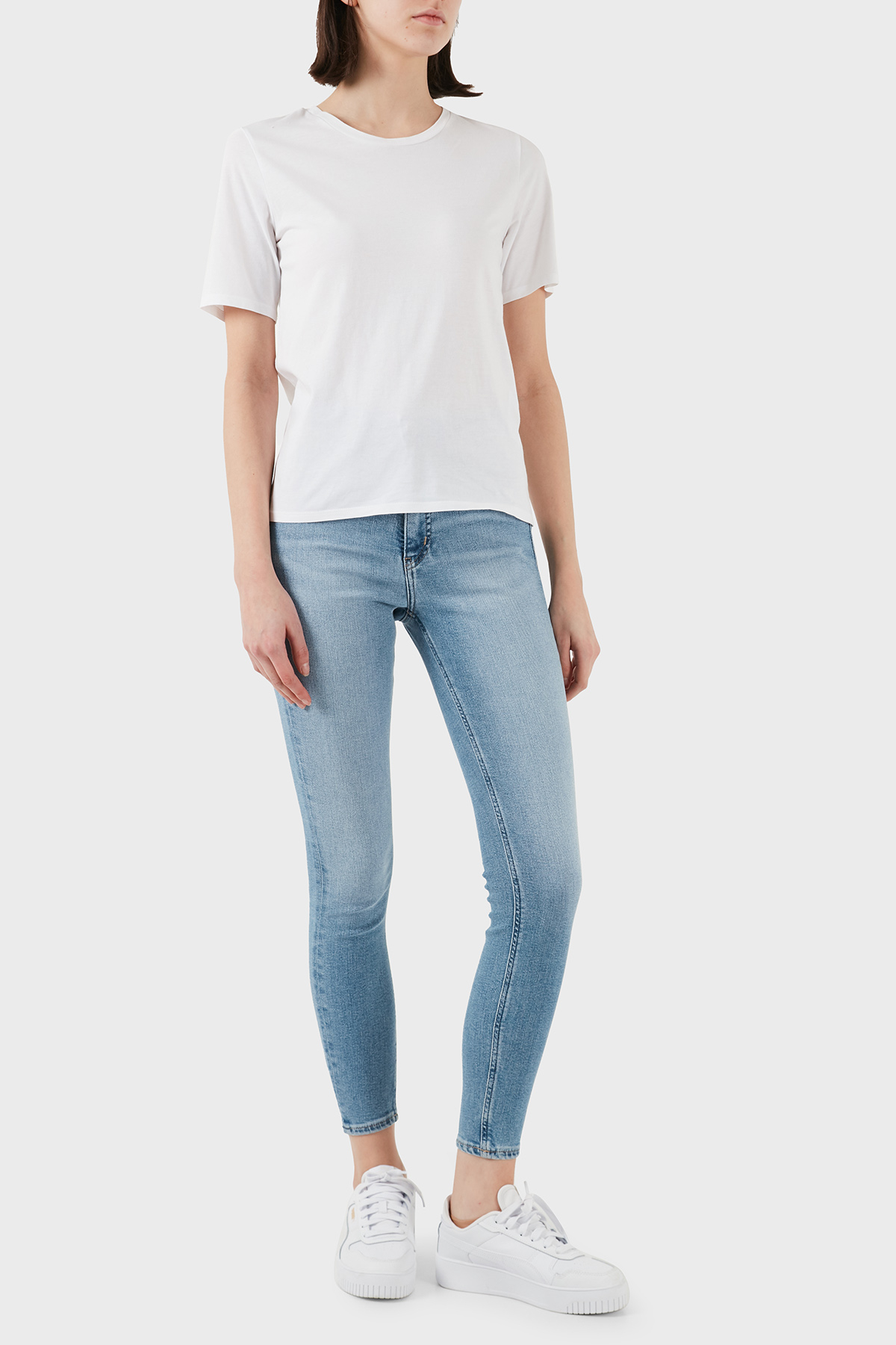 Calvin Klein Streç Pamuklu Slim Fit Yüksek Bel Süper Dar Paça Jeans J20J2244861AA Kadın Kot Pantolon J20J224486 1AA AÇIK MAVİ