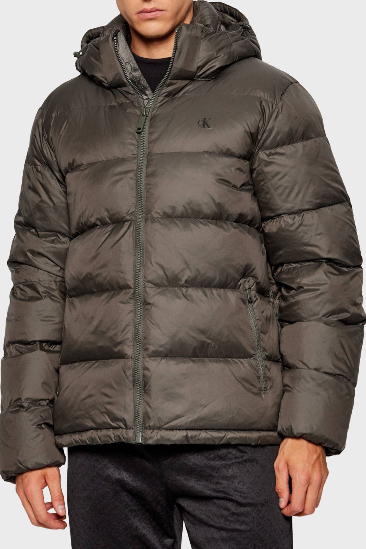 Calvin Klein Su İtici Regular Fit Çıkarılabilir Kapüşonlu  LV04RC518GPAR Erkek Mont LV04RC518G PAR HAKİ