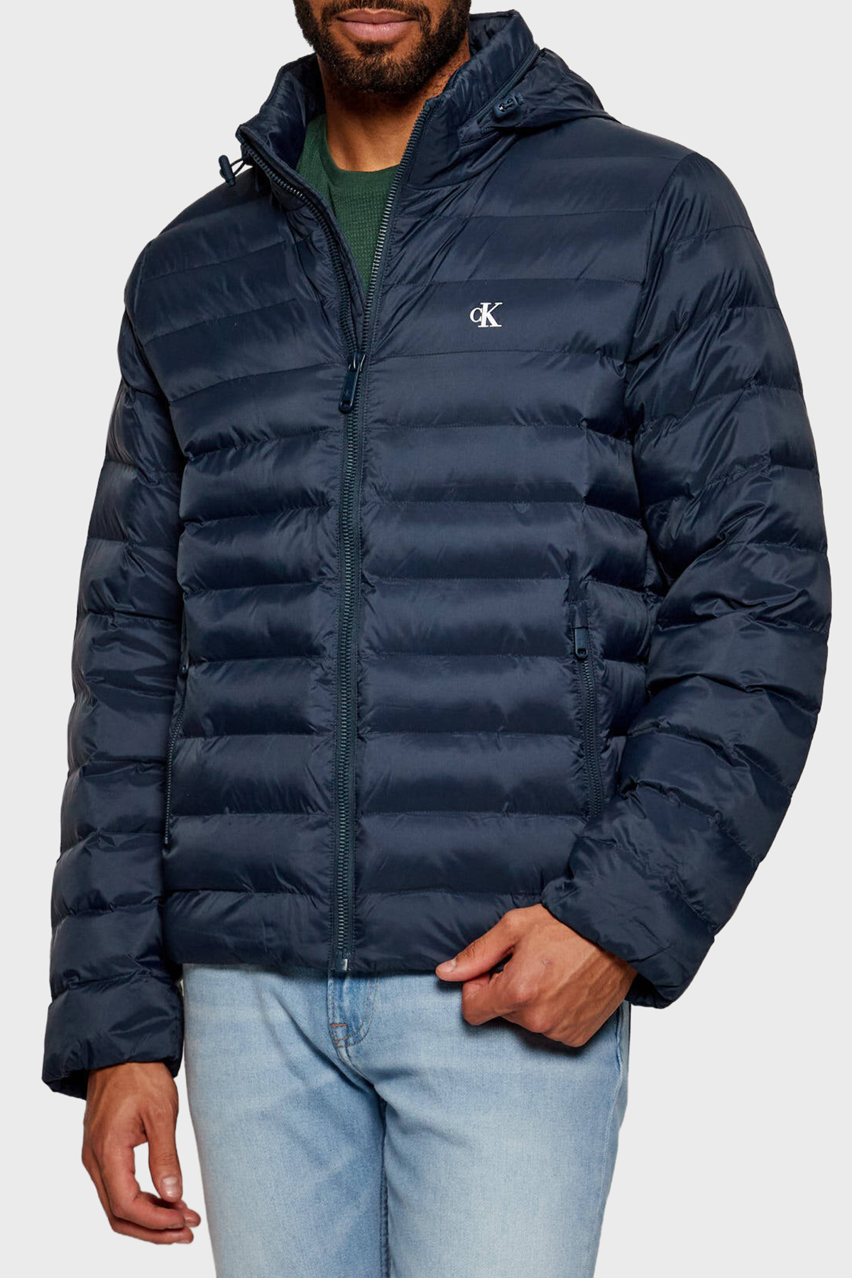 Calvin Klein Suya Dayanıklı Regular Fit Gizlenebilir Kapüşonlu  LV04RC511GPPK Erkek Mont LV04RC511G PPK LACİVERT