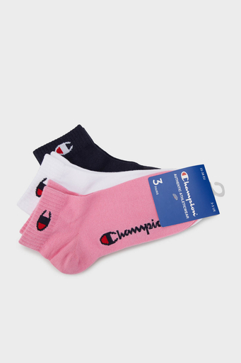 Champion Logolu Pamuklu 3 Pack Unisex Çorap U20099 FUP/WHT/NNY PS009 Siyah-Beyaz-Fuşya - 1