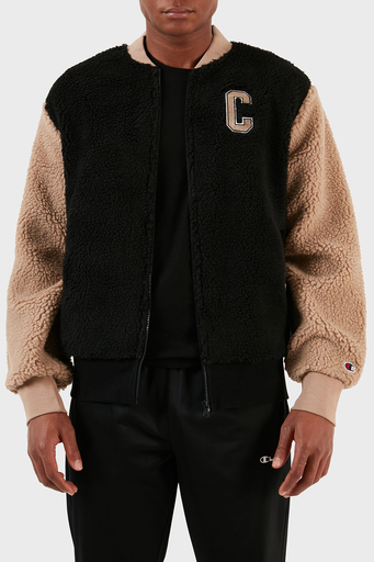 Champion Renk Bloklu Kolej Yaka Tam Fermuarlı Teddy Polar Bomber Erkek Ceket 219448 NBK/SVK KK001 SİYAH - 1