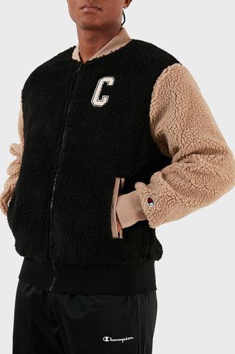 Champion Renk Bloklu Kolej Yaka Tam Fermuarlı Teddy Polar Bomber Erkek Ceket 219448 NBK/SVK KK001 SİYAH - 2